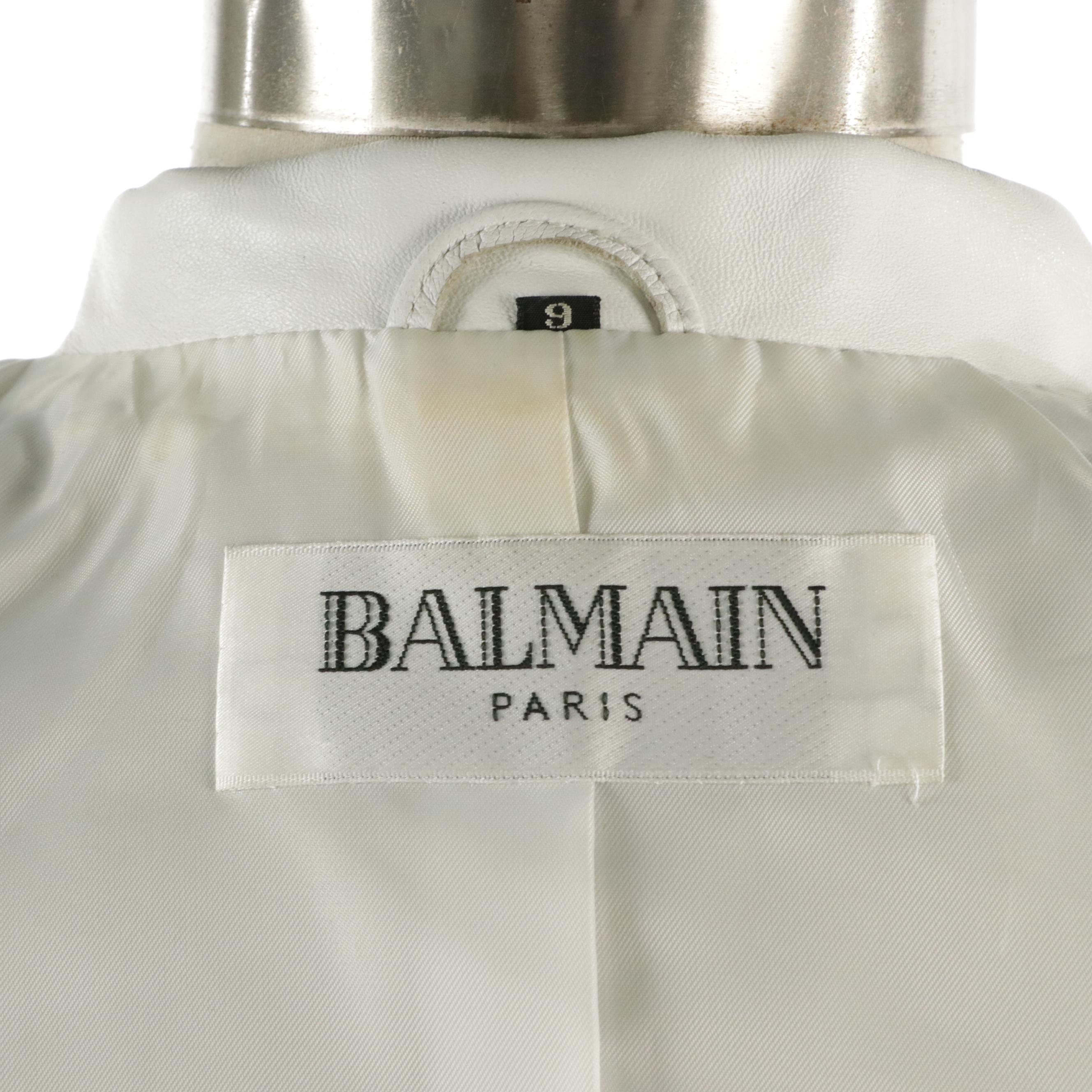 Balmain Lambskin Leather Single-Breasted Blazer