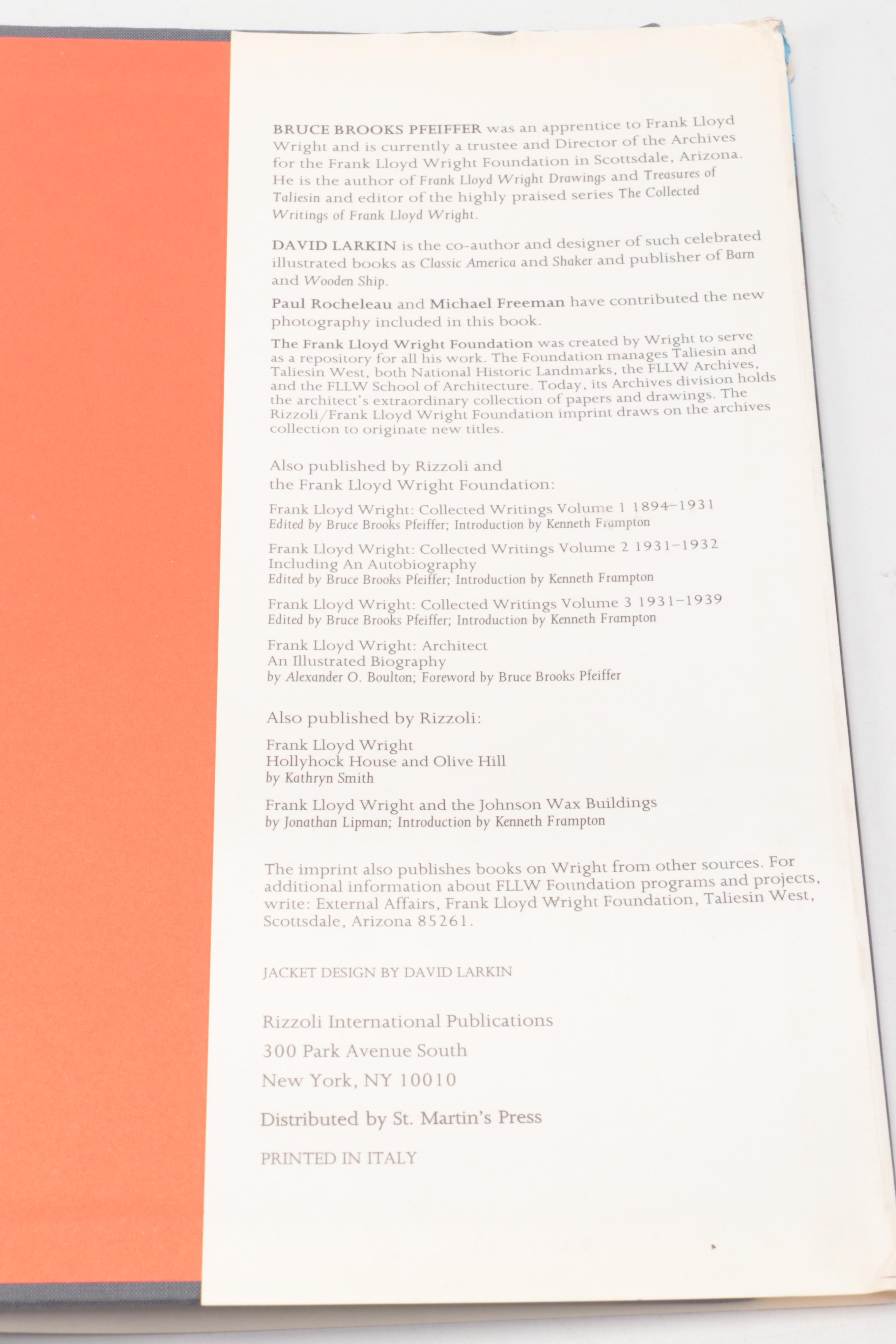 Signed First Edition "Frank Lloyd Wright: The Masterworks" by Bruce B. Pfeiffer