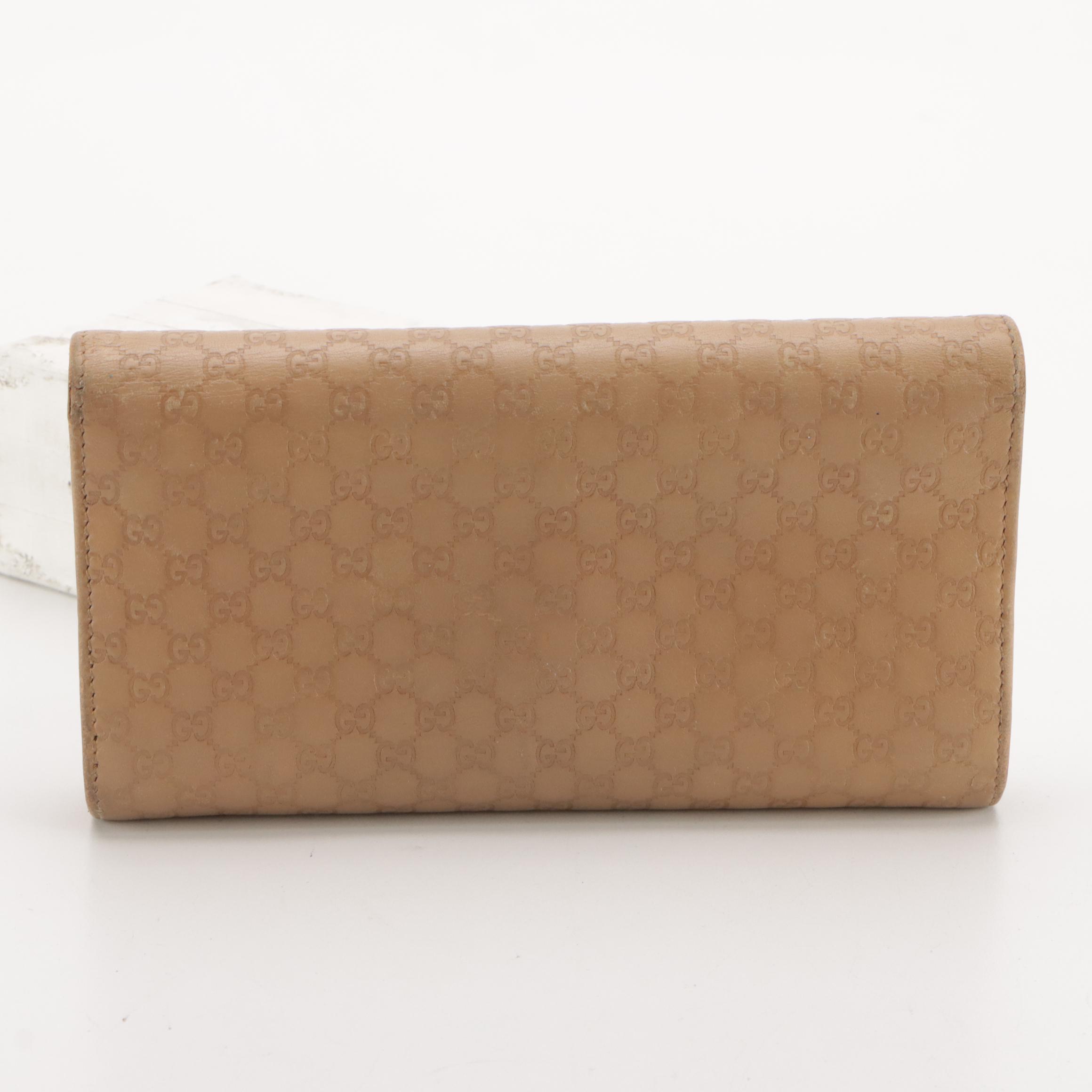 Gucci Long Wallet in Beige Micro Guccissima Leather