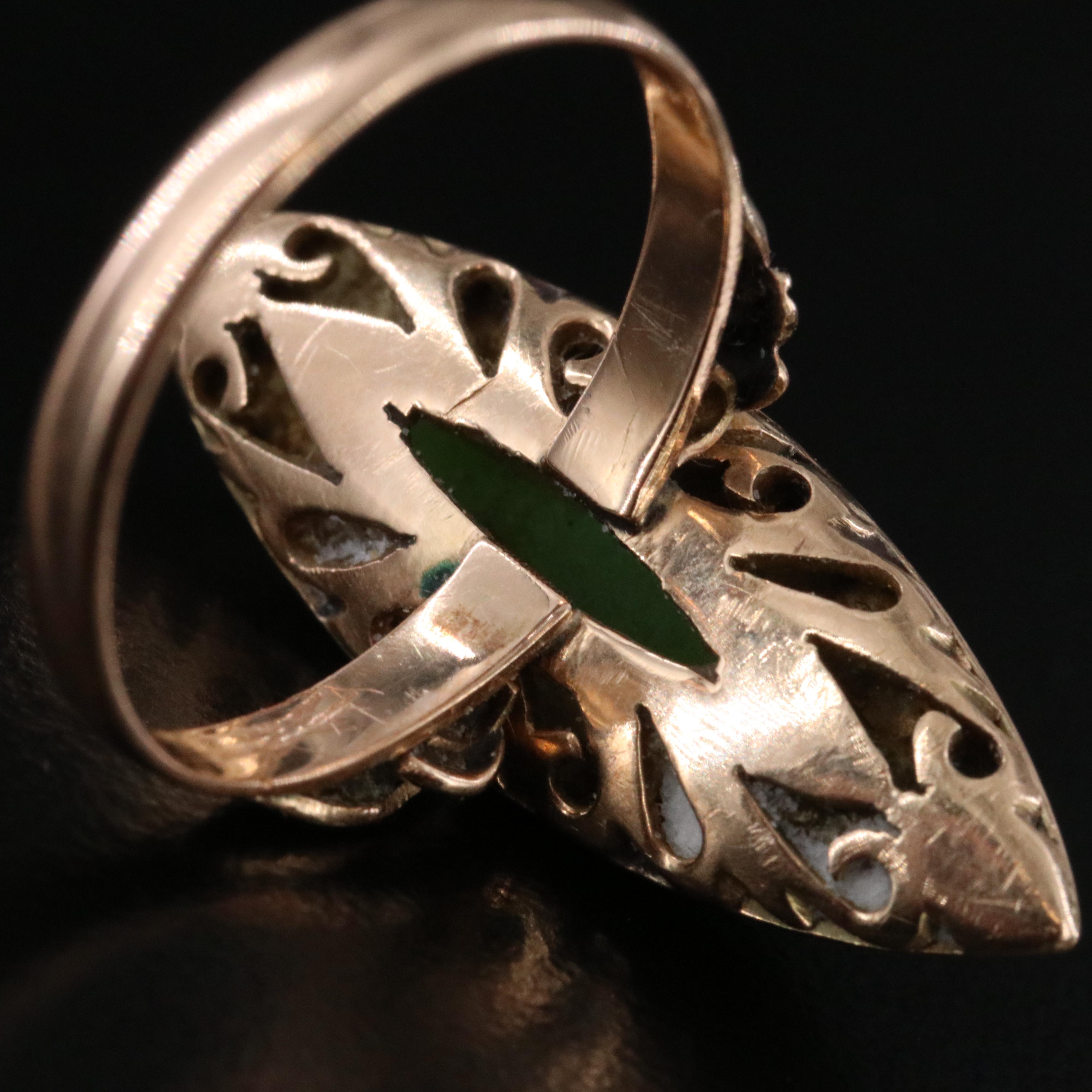 14K Nephrite Navette Ring