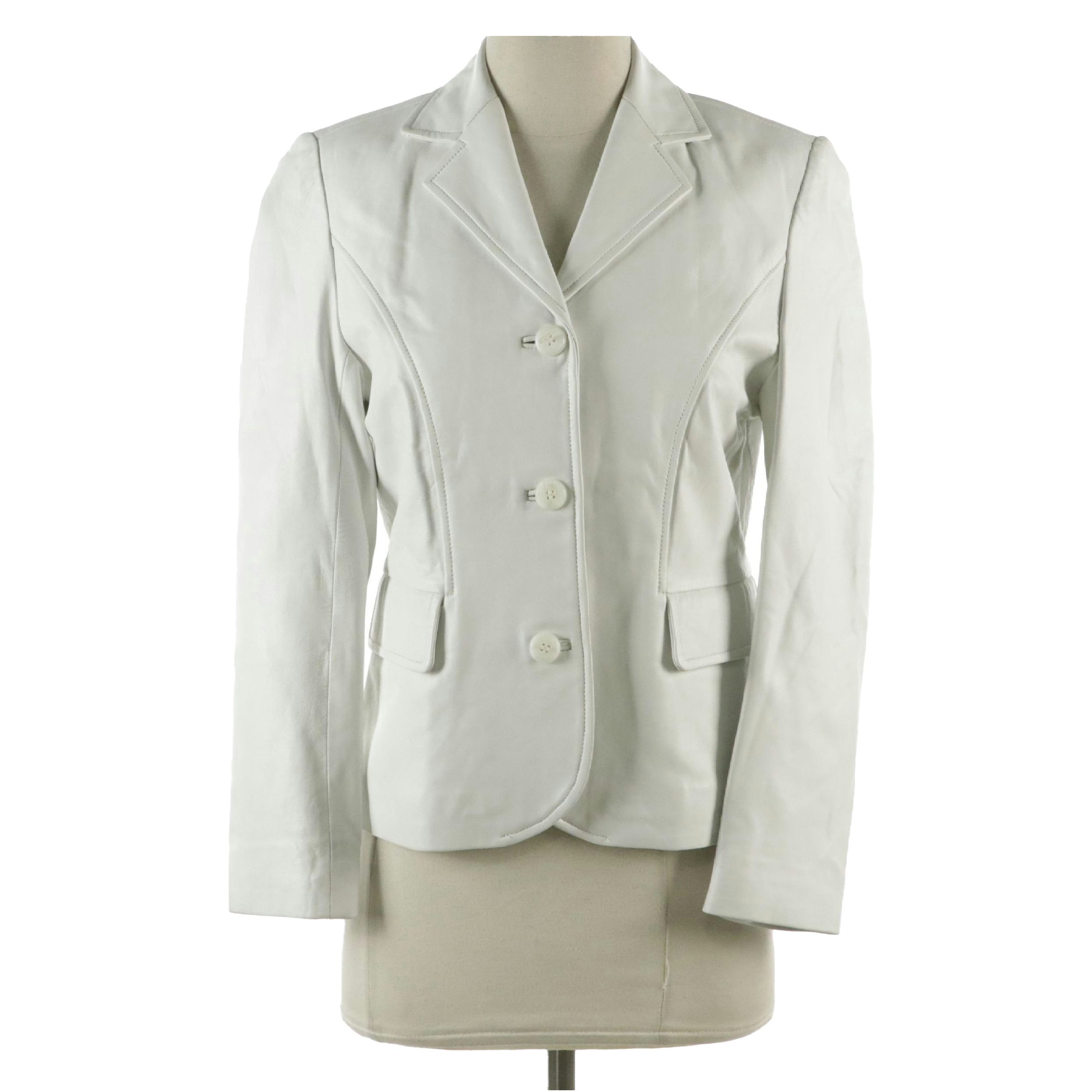 Balmain Lambskin Leather Single-Breasted Blazer