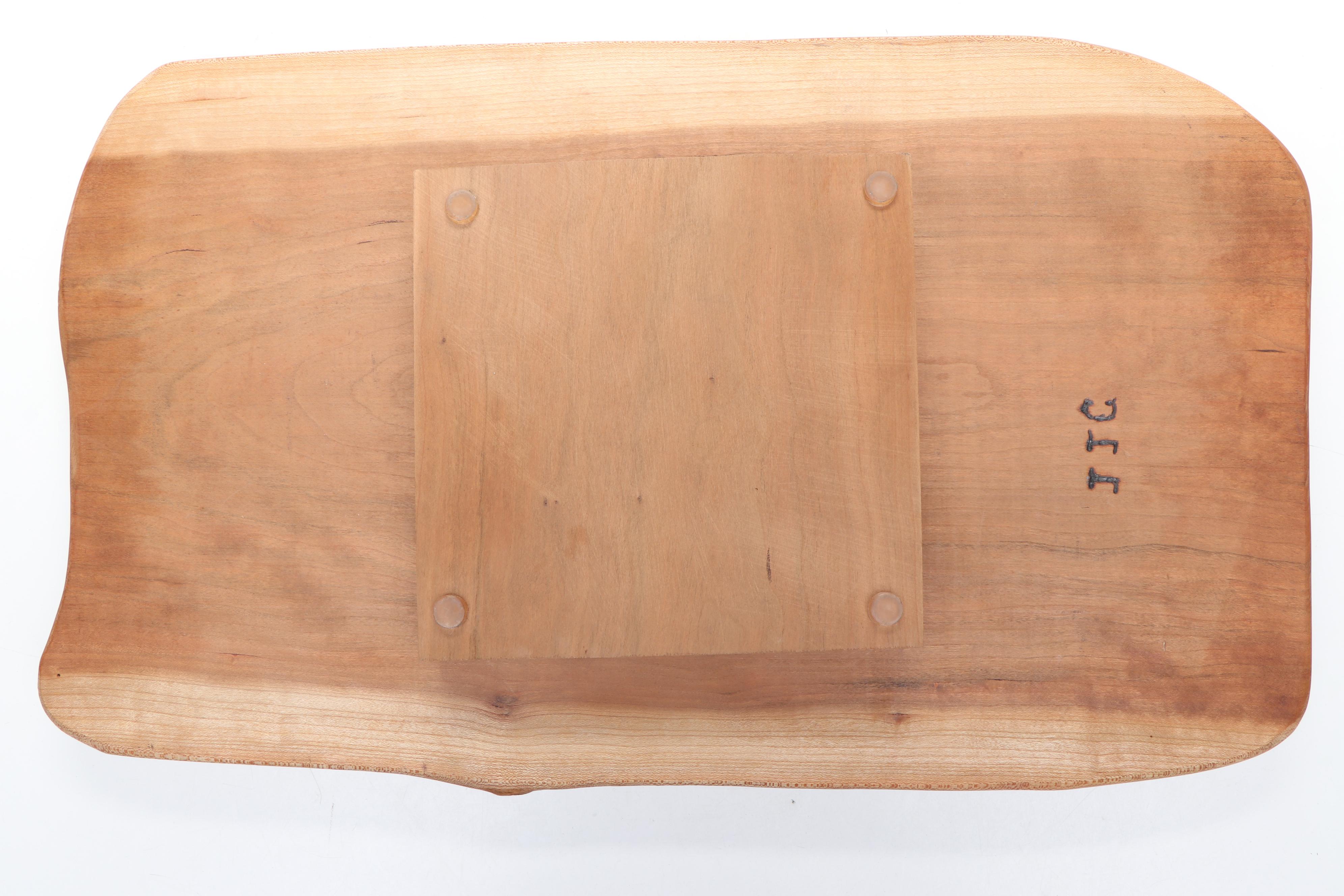 Contemporary Larch Wood Canada Cutting Board with Wooden Slab Lazy Susan