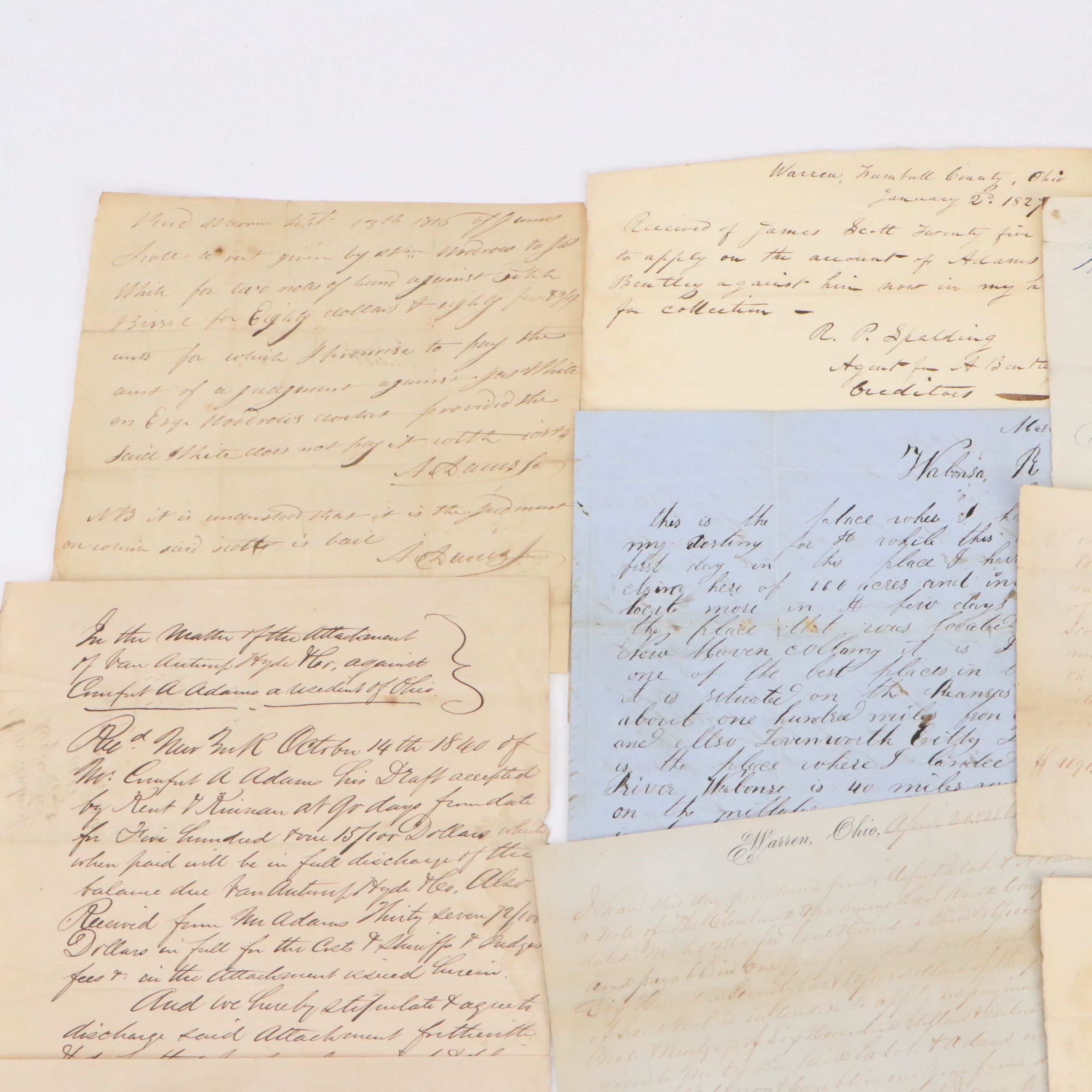 19th Century Promissory Notes, Land Claim Letter and Tax Invoice, 1816–1860