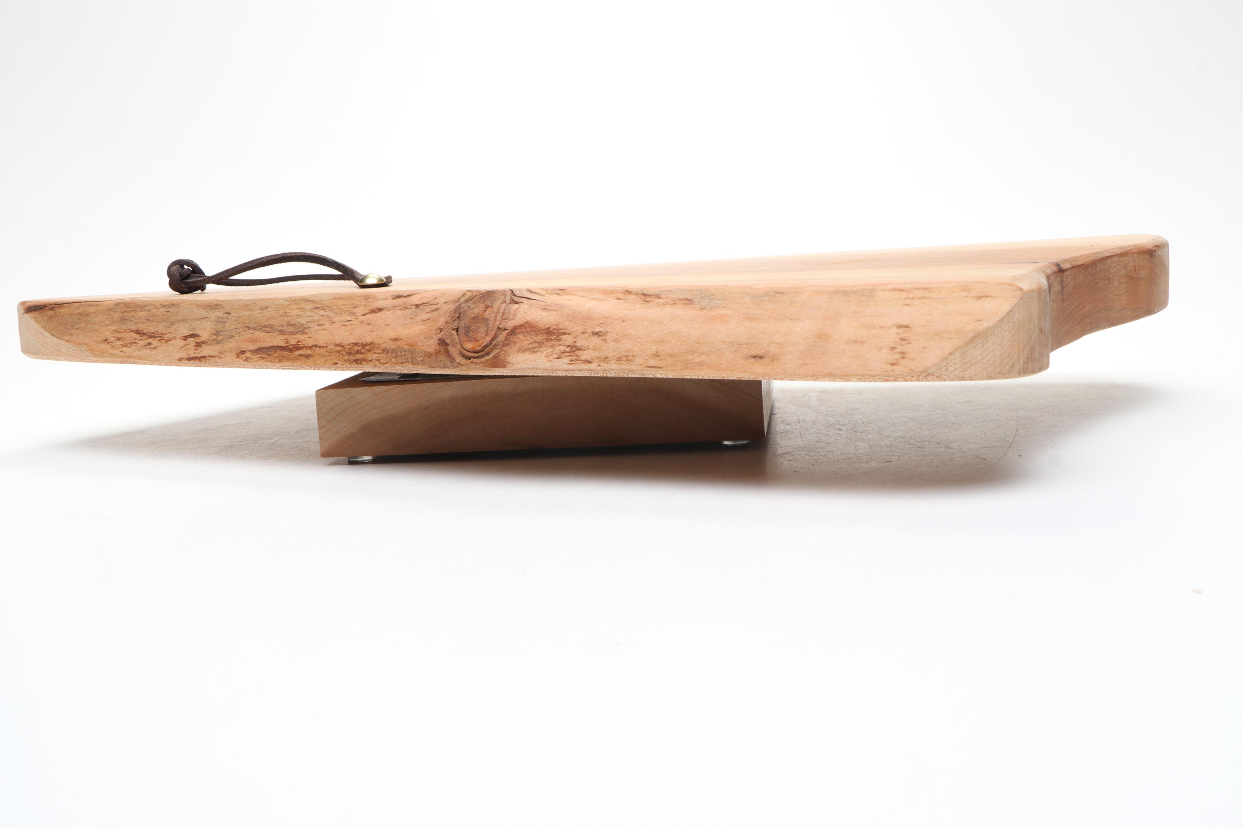 Contemporary Larch Wood Canada Cutting Board with Wooden Slab Lazy Susan