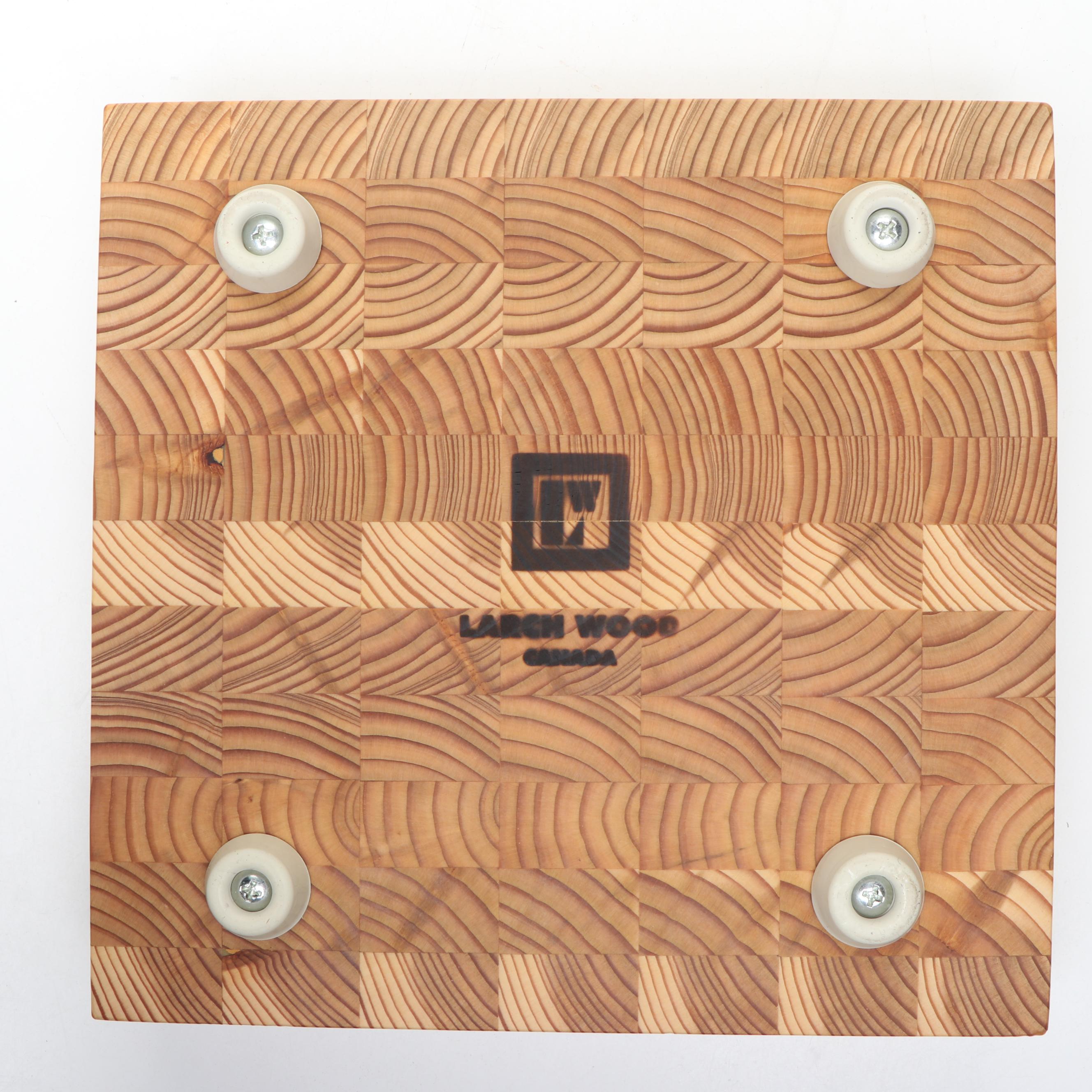 Contemporary Larch Wood Canada Cutting Board with Wooden Slab Lazy Susan