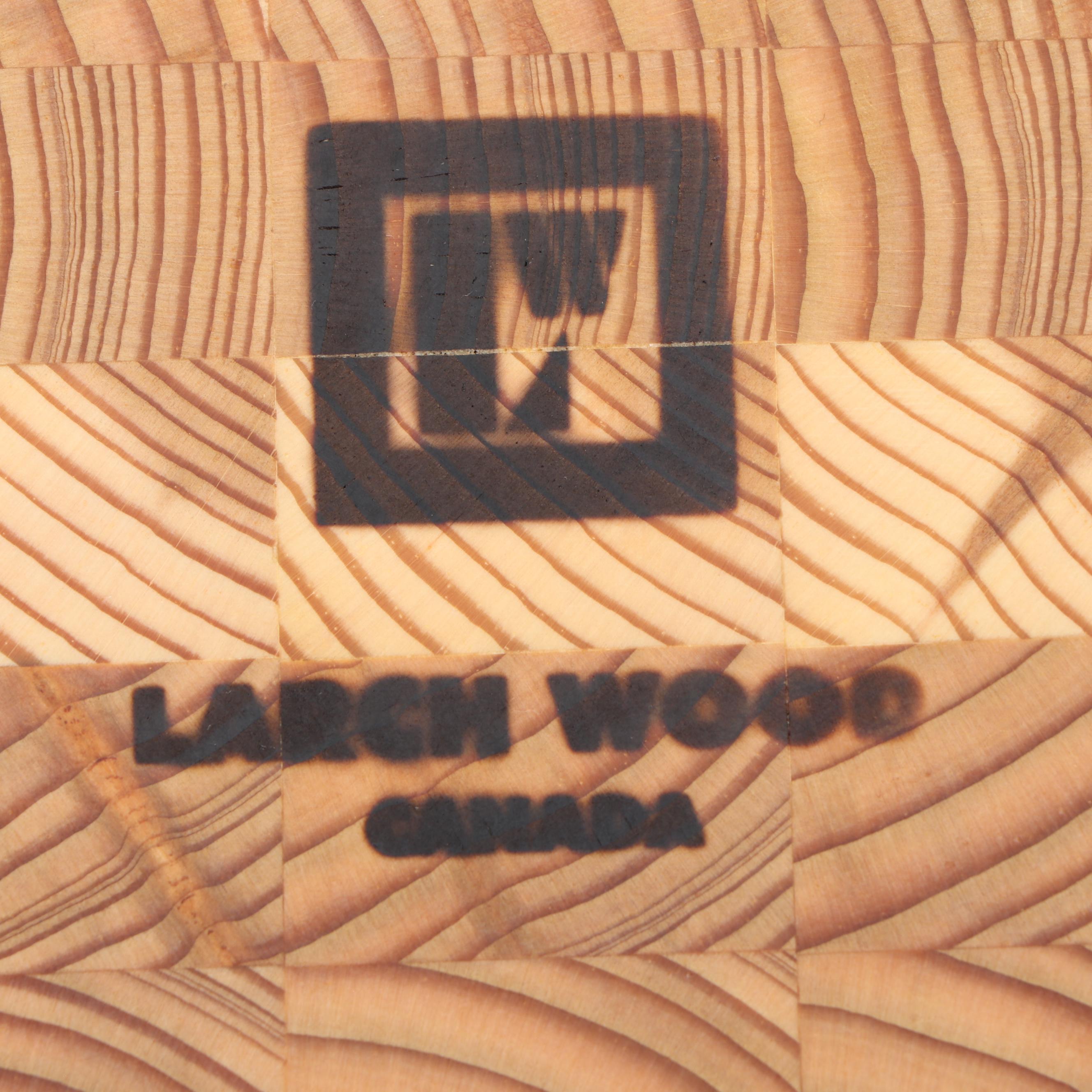 Contemporary Larch Wood Canada Cutting Board with Wooden Slab Lazy Susan