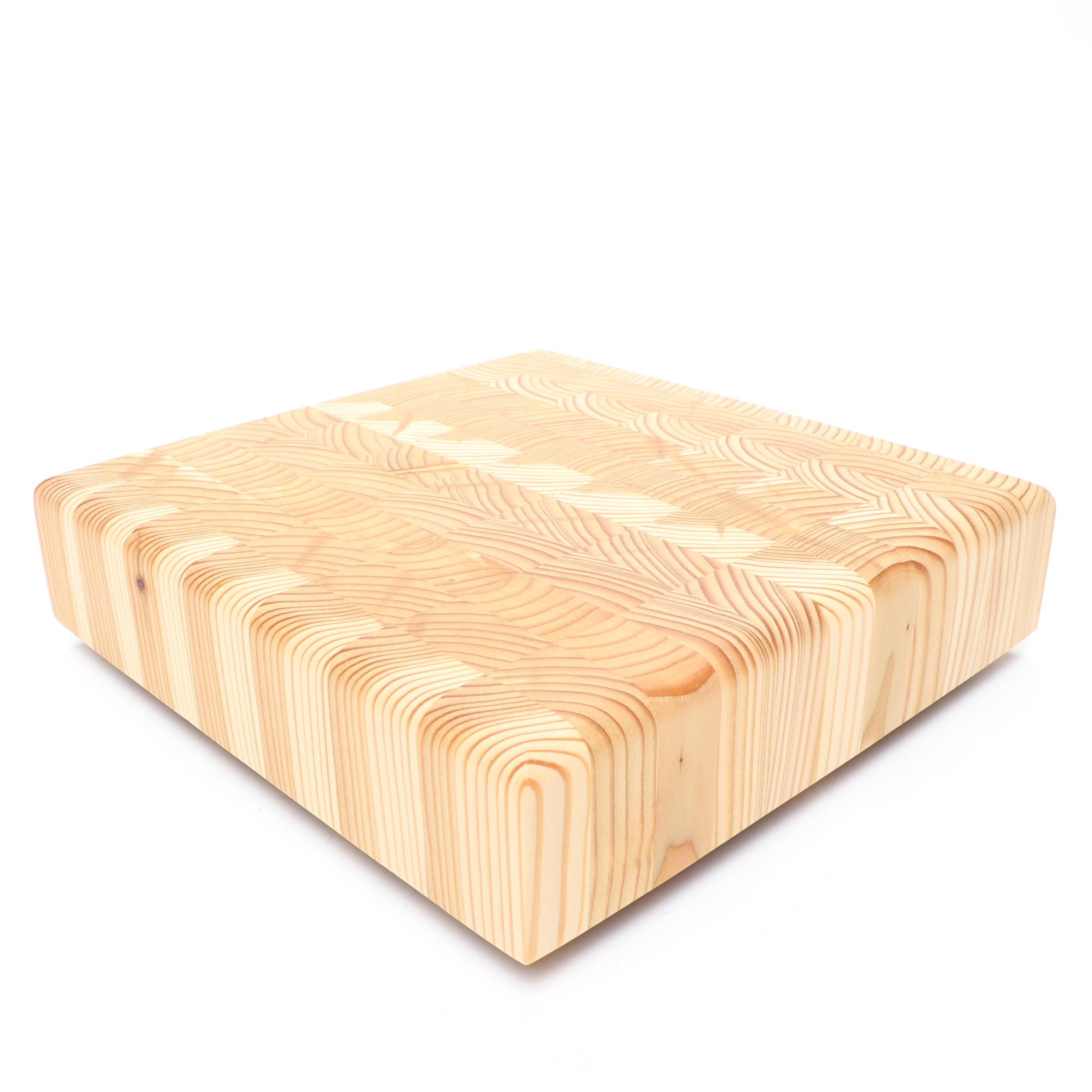 Contemporary Larch Wood Canada Cutting Board with Wooden Slab Lazy Susan