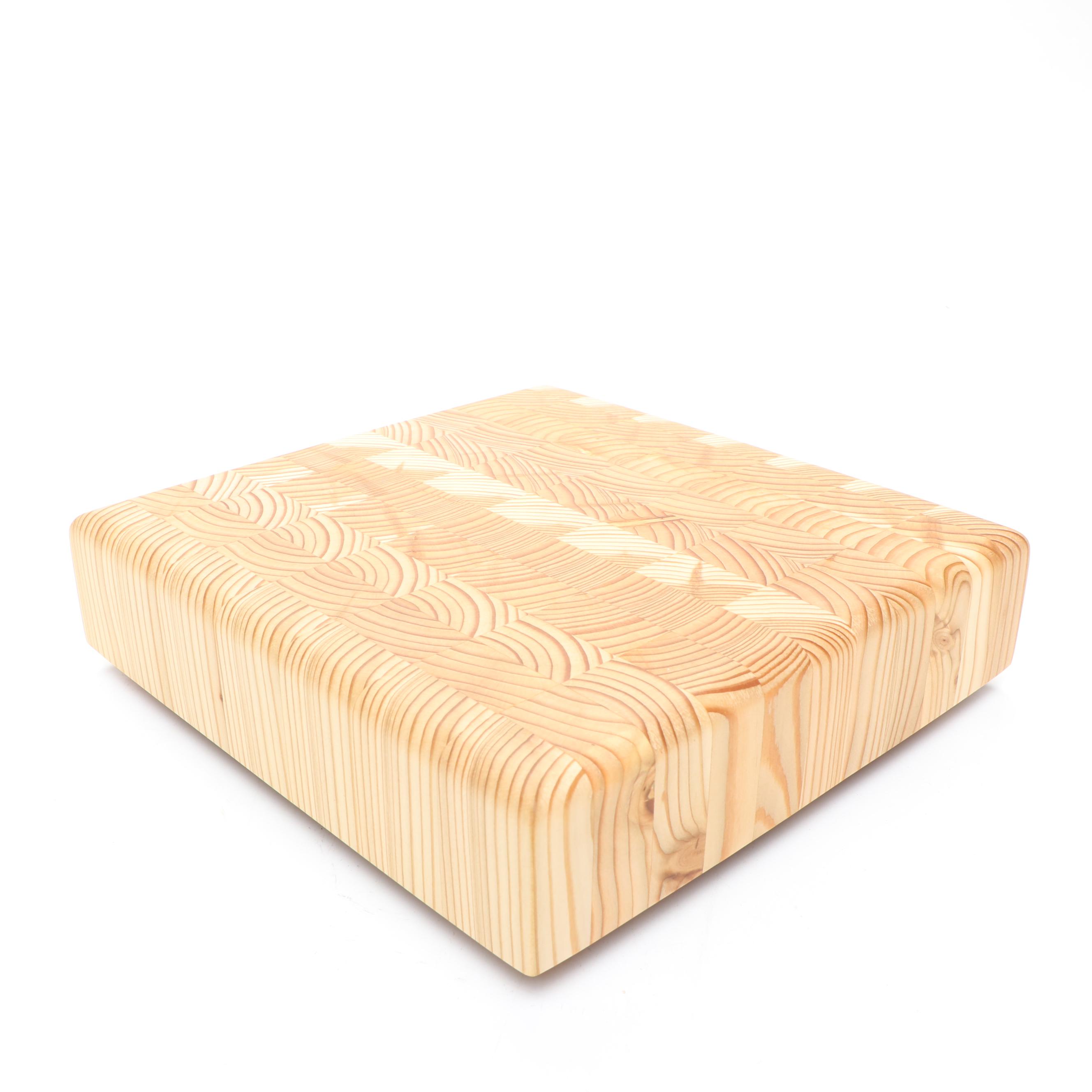 Contemporary Larch Wood Canada Cutting Board with Wooden Slab Lazy Susan