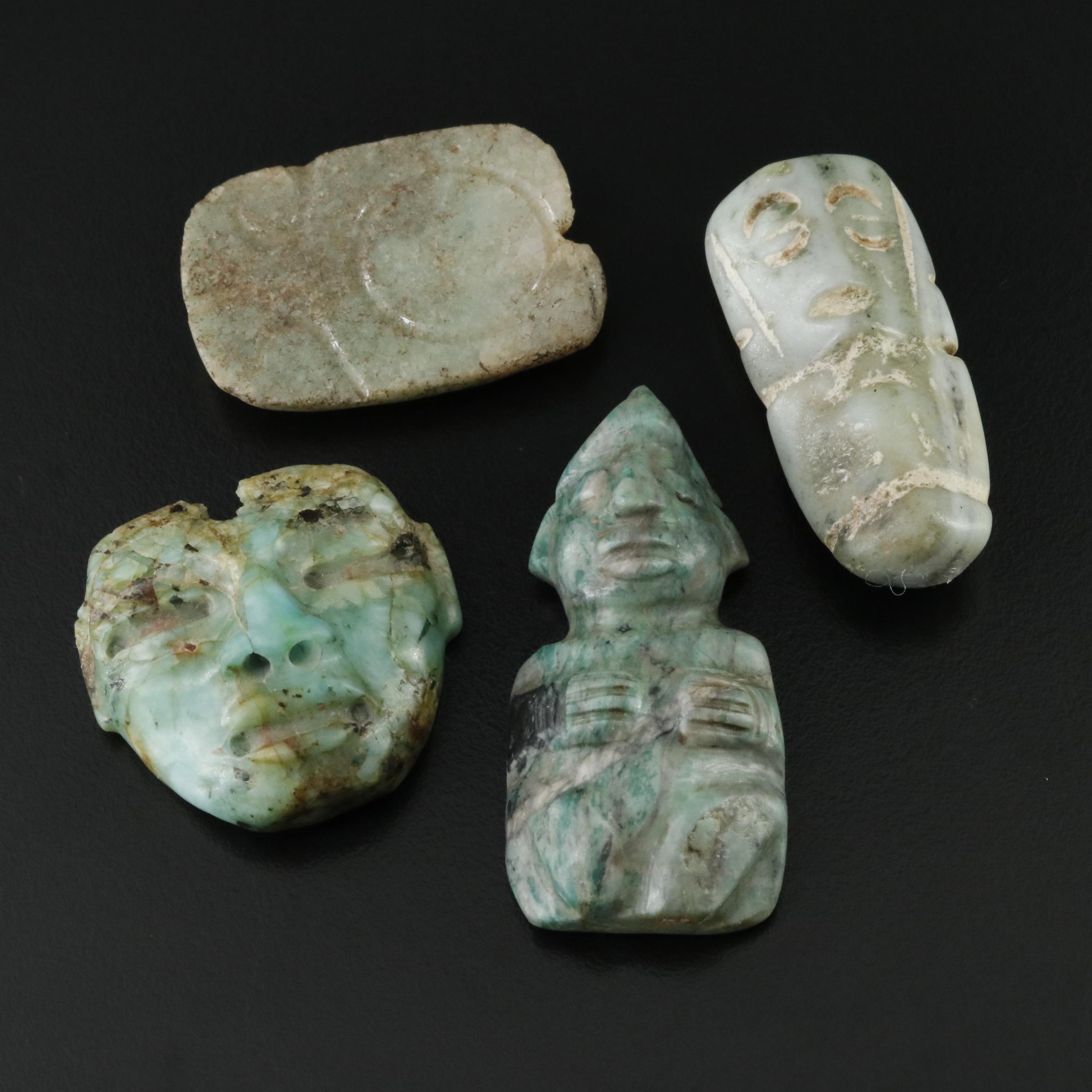 Antique Loose Serpentine and Jadeite Pendants and Figurines