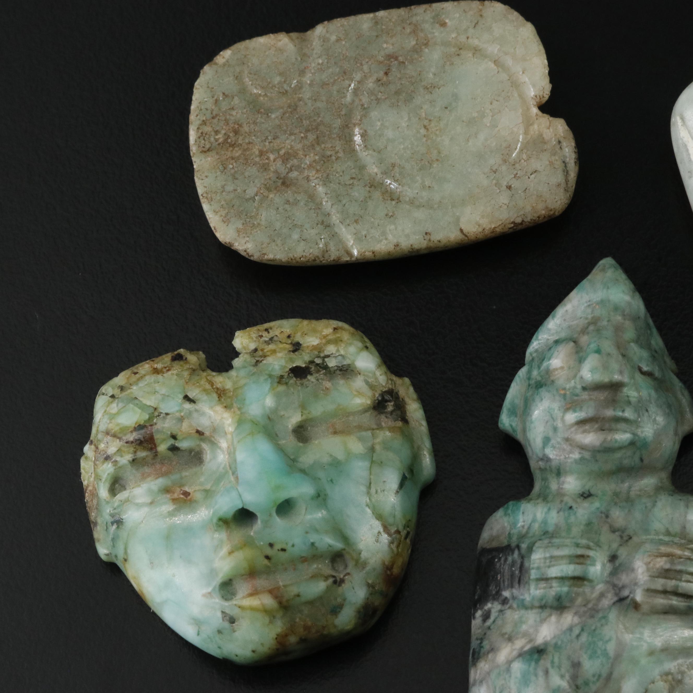 Antique Loose Serpentine and Jadeite Pendants and Figurines