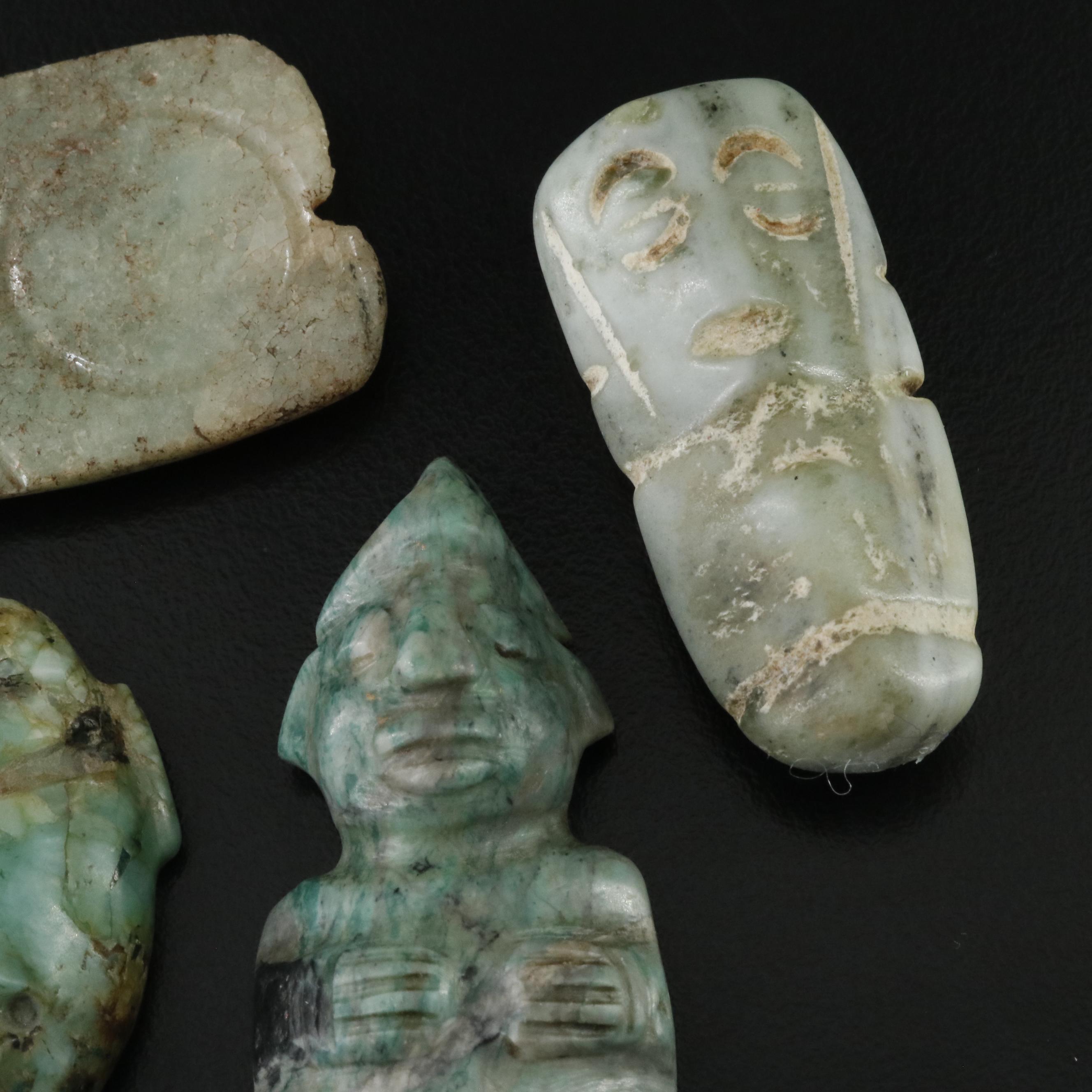 Antique Loose Serpentine and Jadeite Pendants and Figurines