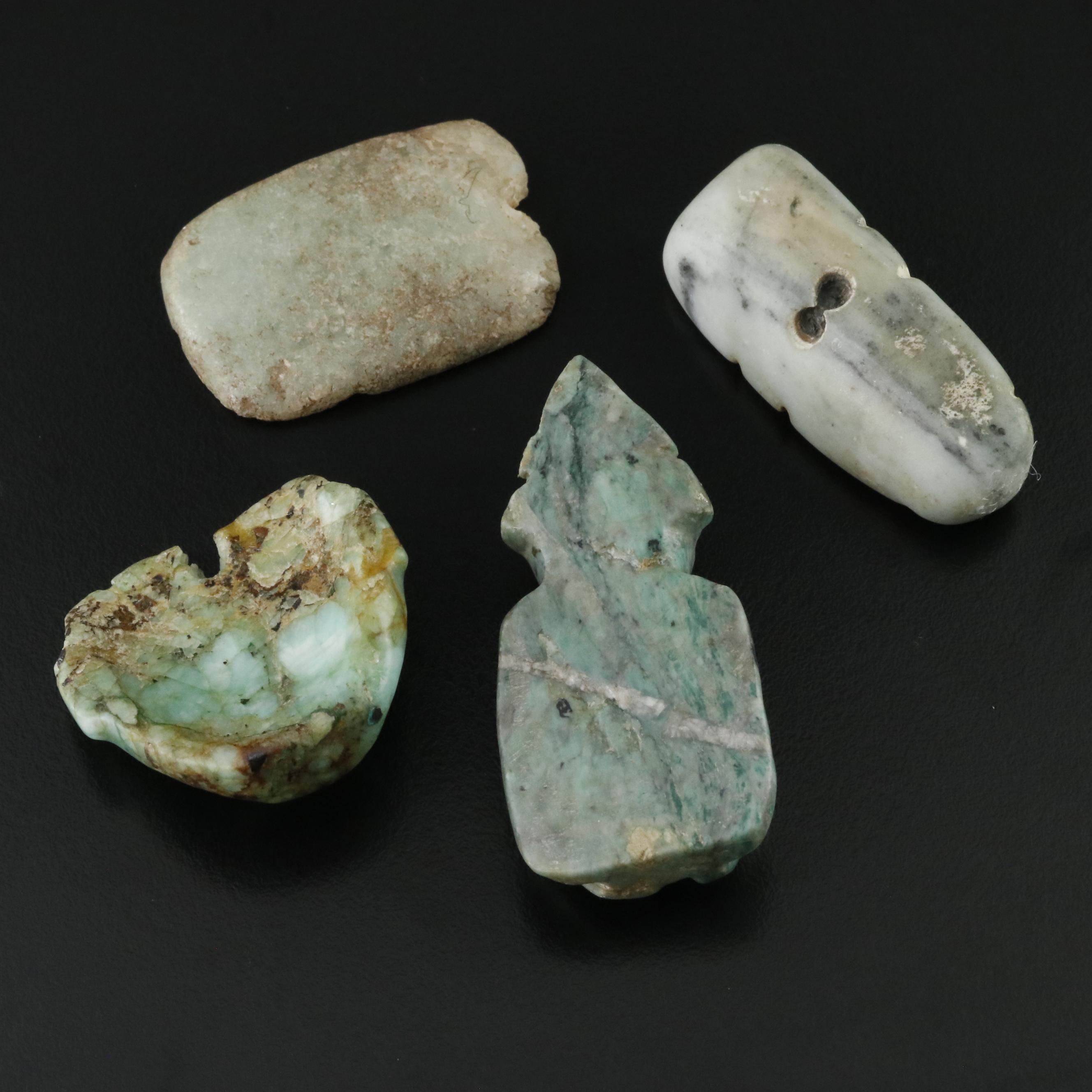 Antique Loose Serpentine and Jadeite Pendants and Figurines