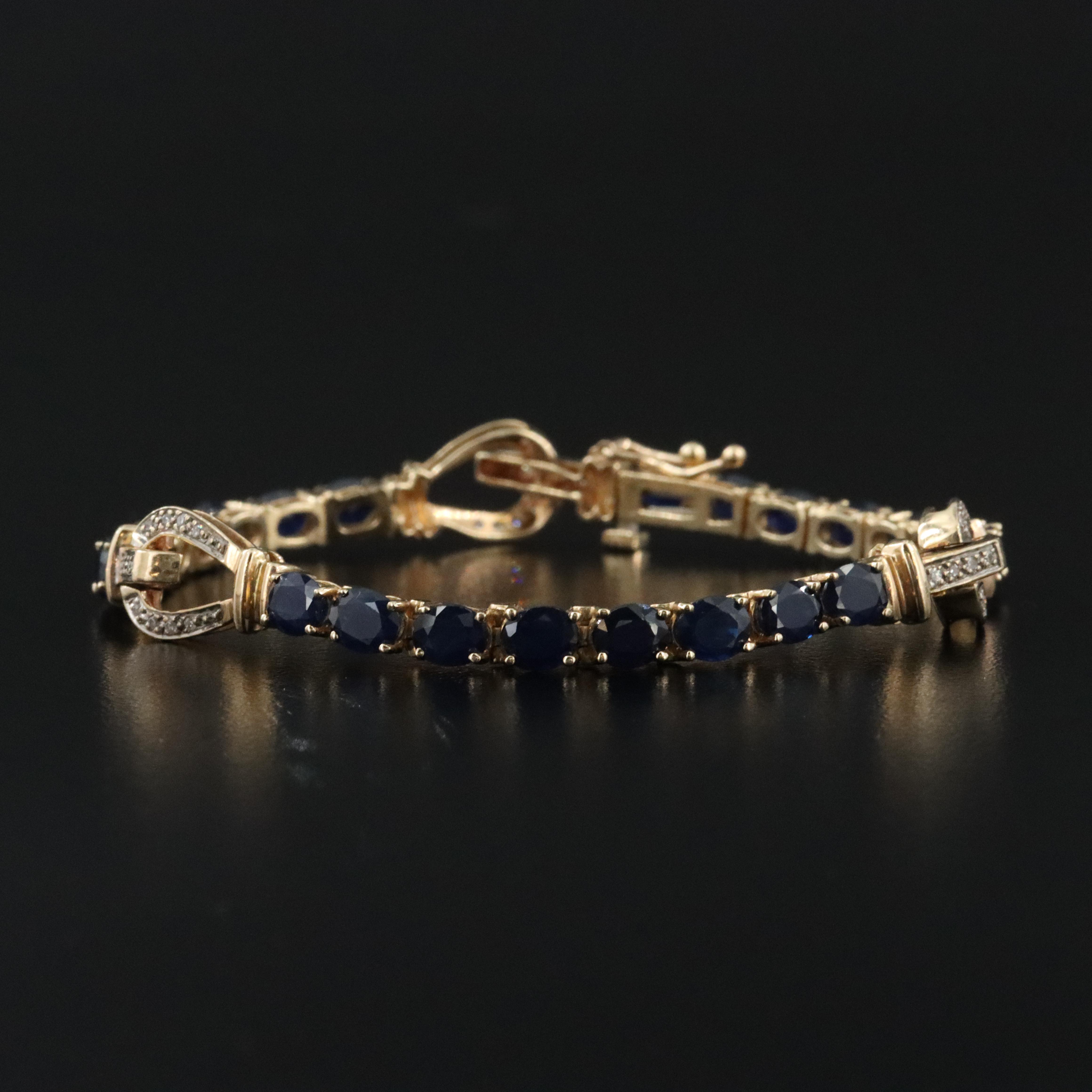 14K Sapphire and Diamond Buckle Bracelet