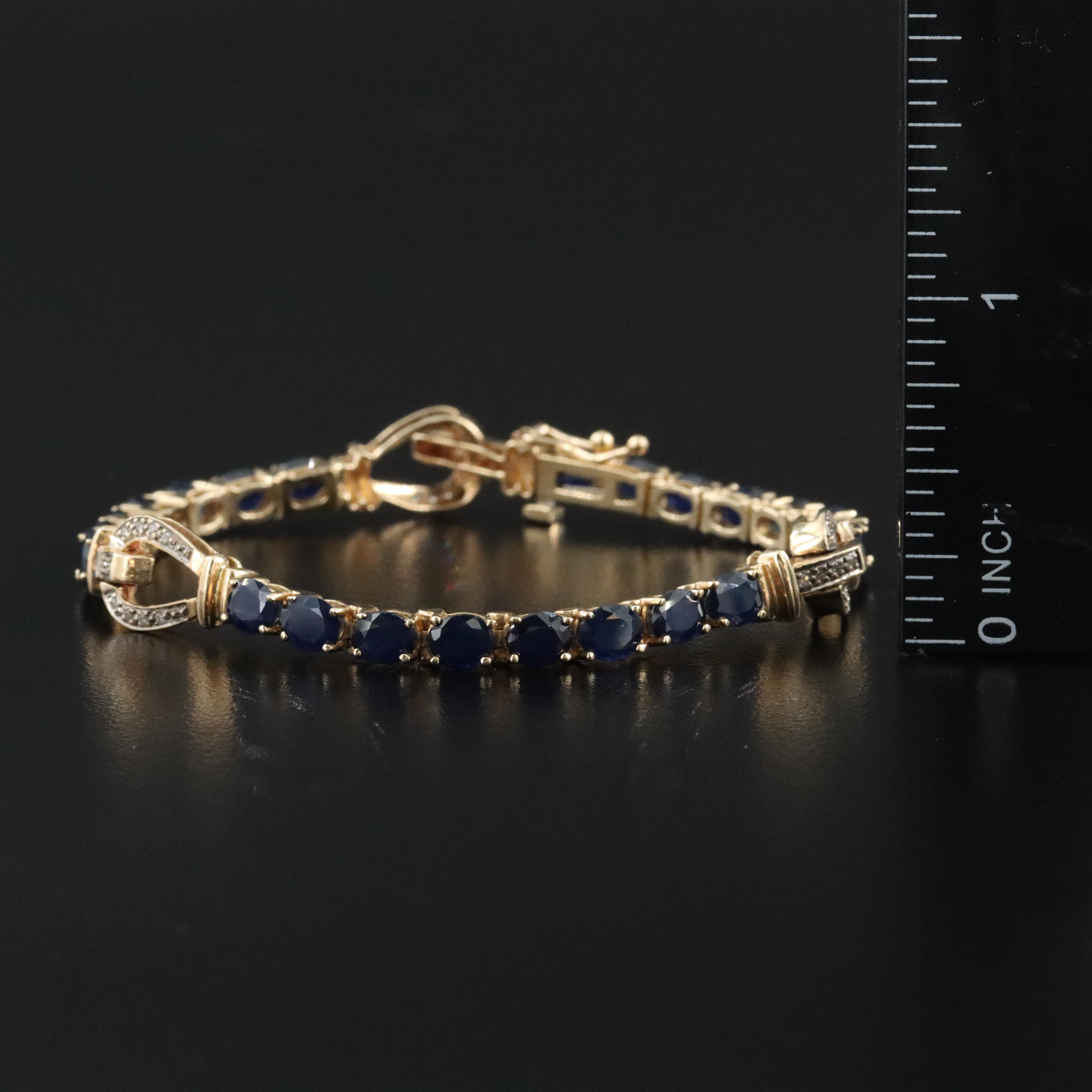 14K Sapphire and Diamond Buckle Bracelet
