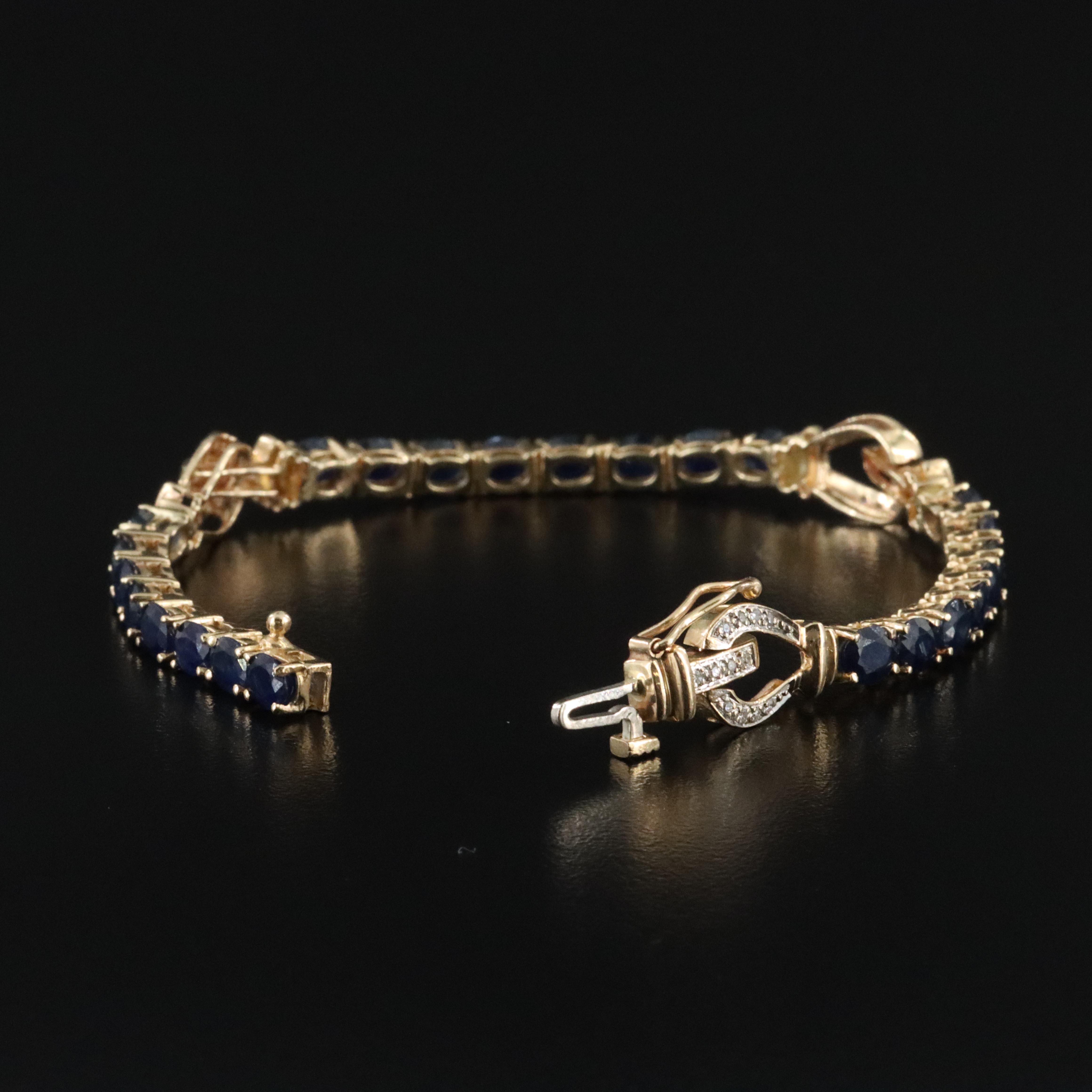 14K Sapphire and Diamond Buckle Bracelet