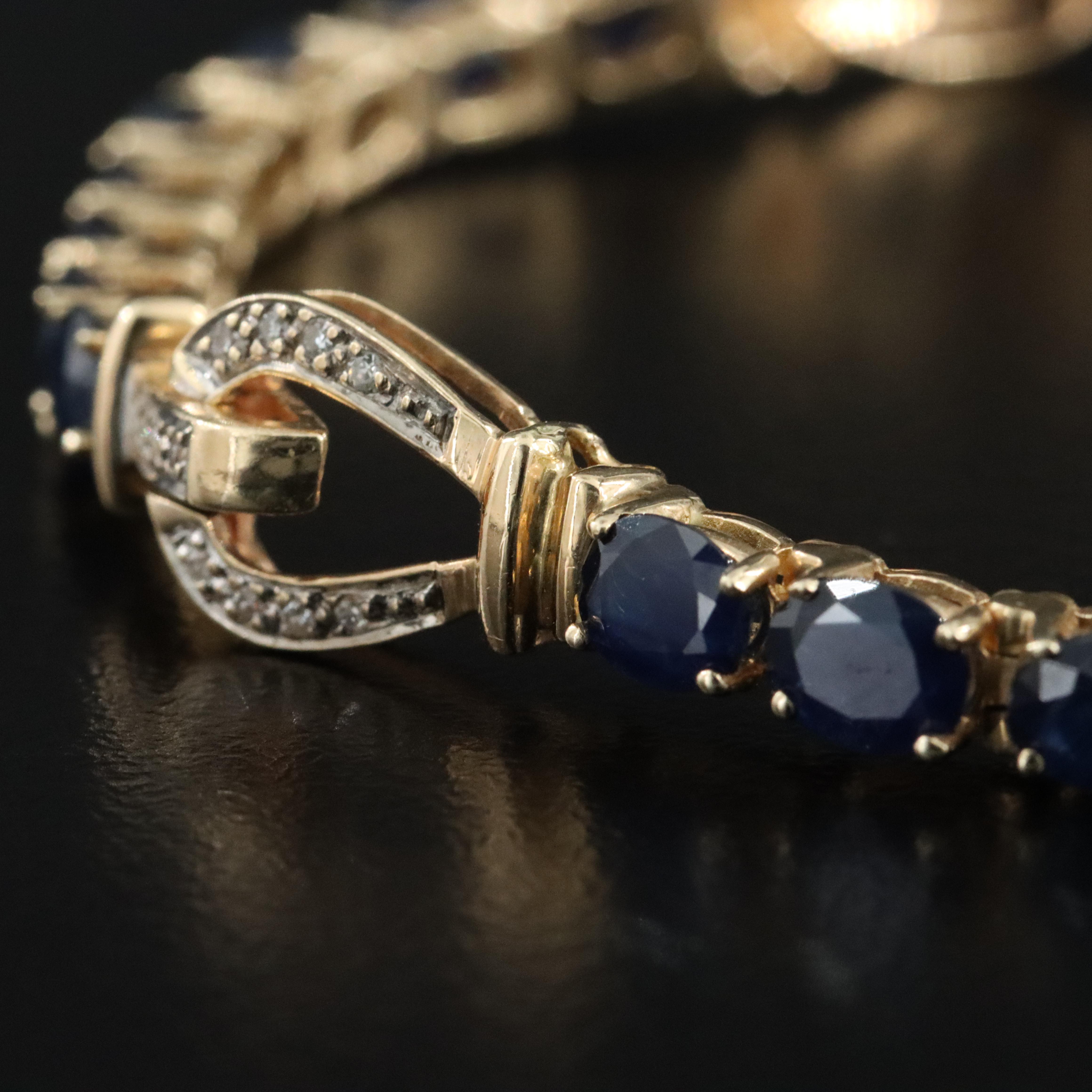 14K Sapphire and Diamond Buckle Bracelet