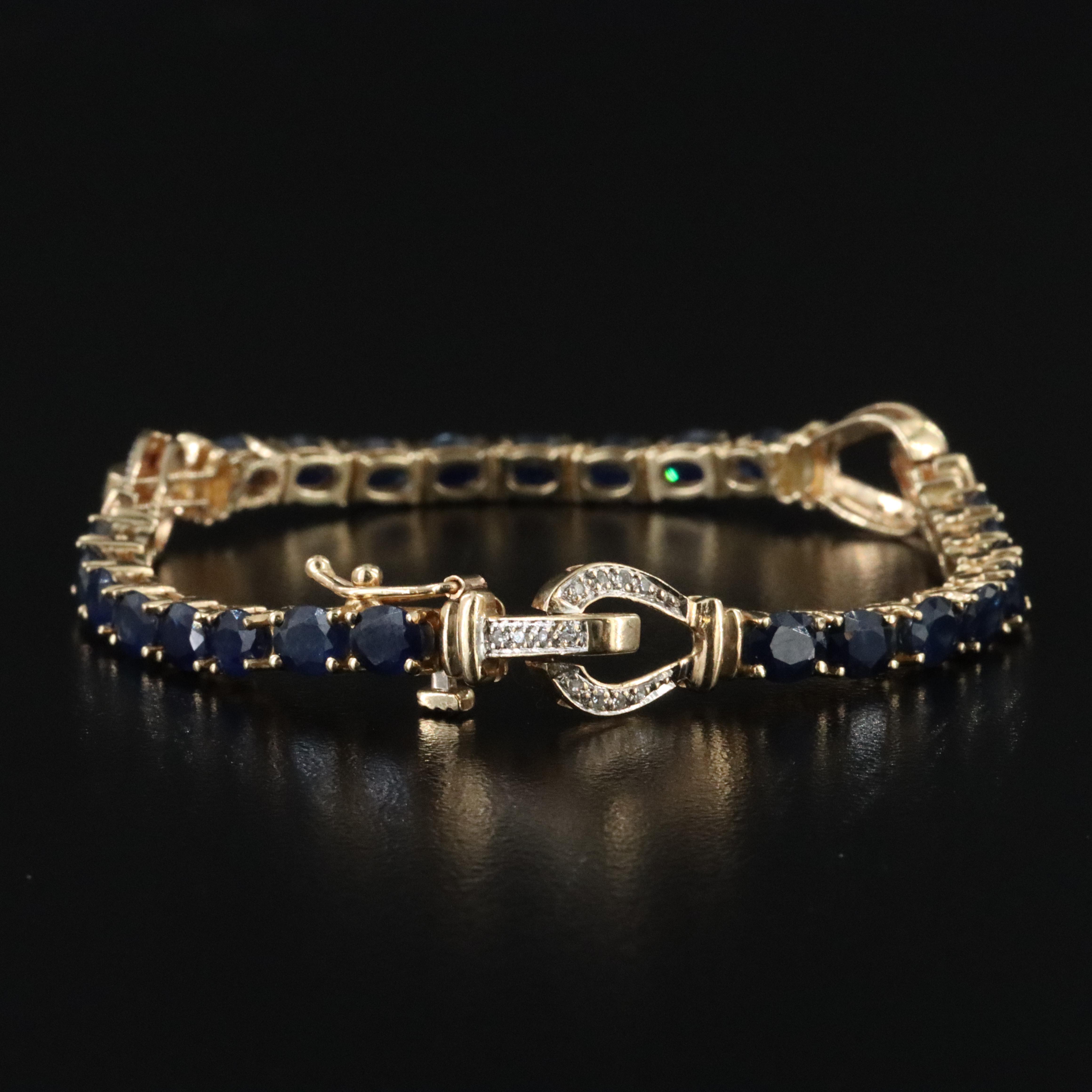 14K Sapphire and Diamond Buckle Bracelet