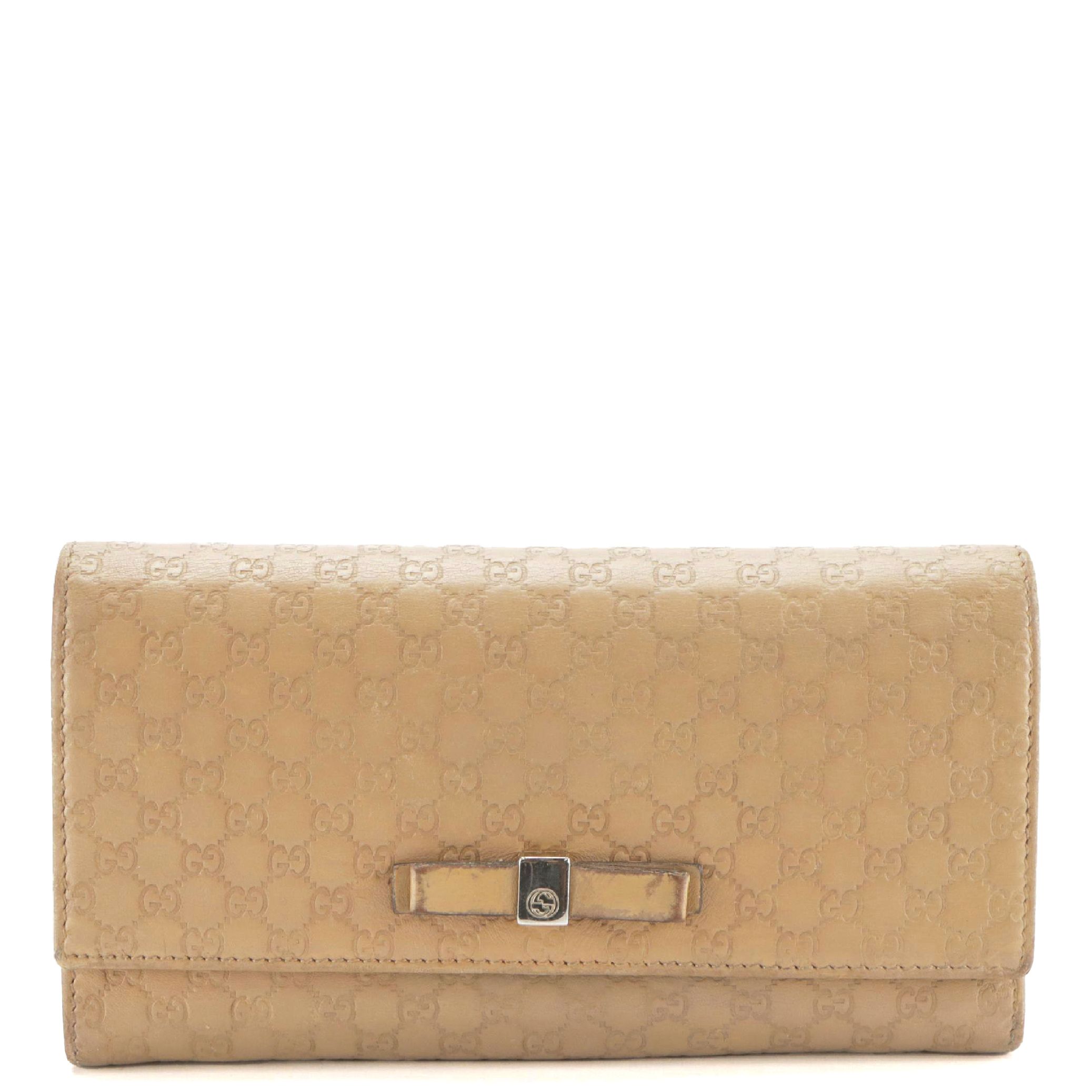 Gucci Long Wallet in Beige Micro Guccissima Leather