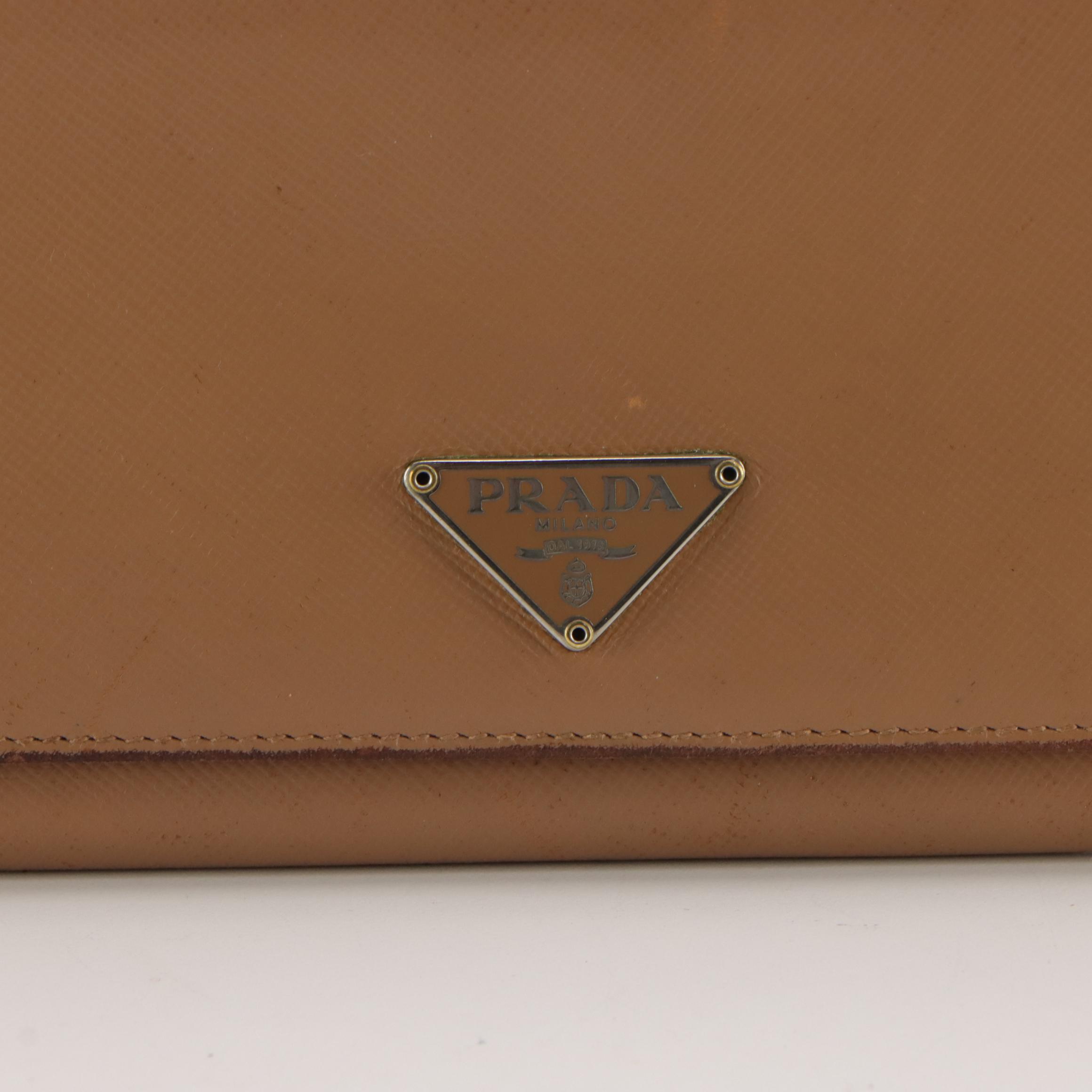 Prada Long Wallet in Beige Saffiano Leather