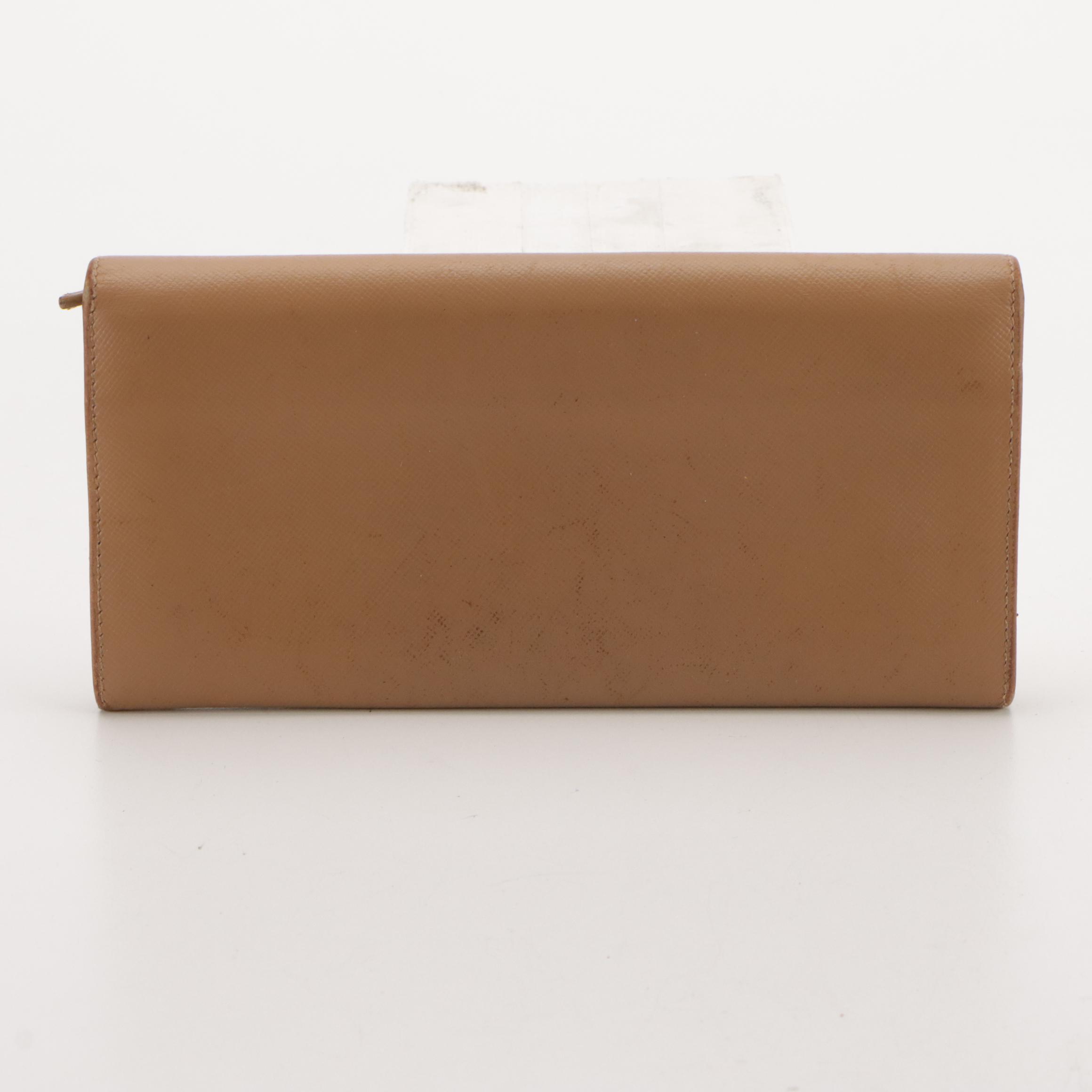Prada Long Wallet in Beige Saffiano Leather