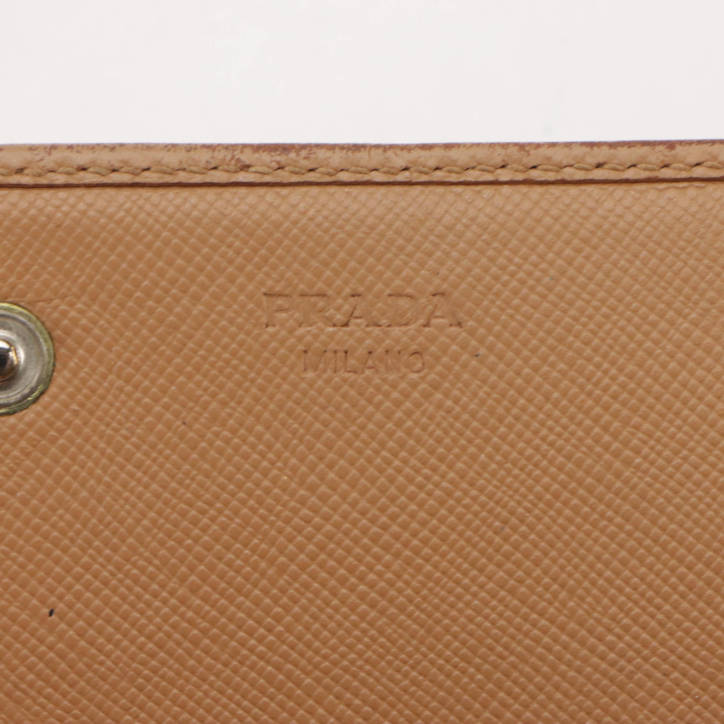 Prada Long Wallet in Beige Saffiano Leather