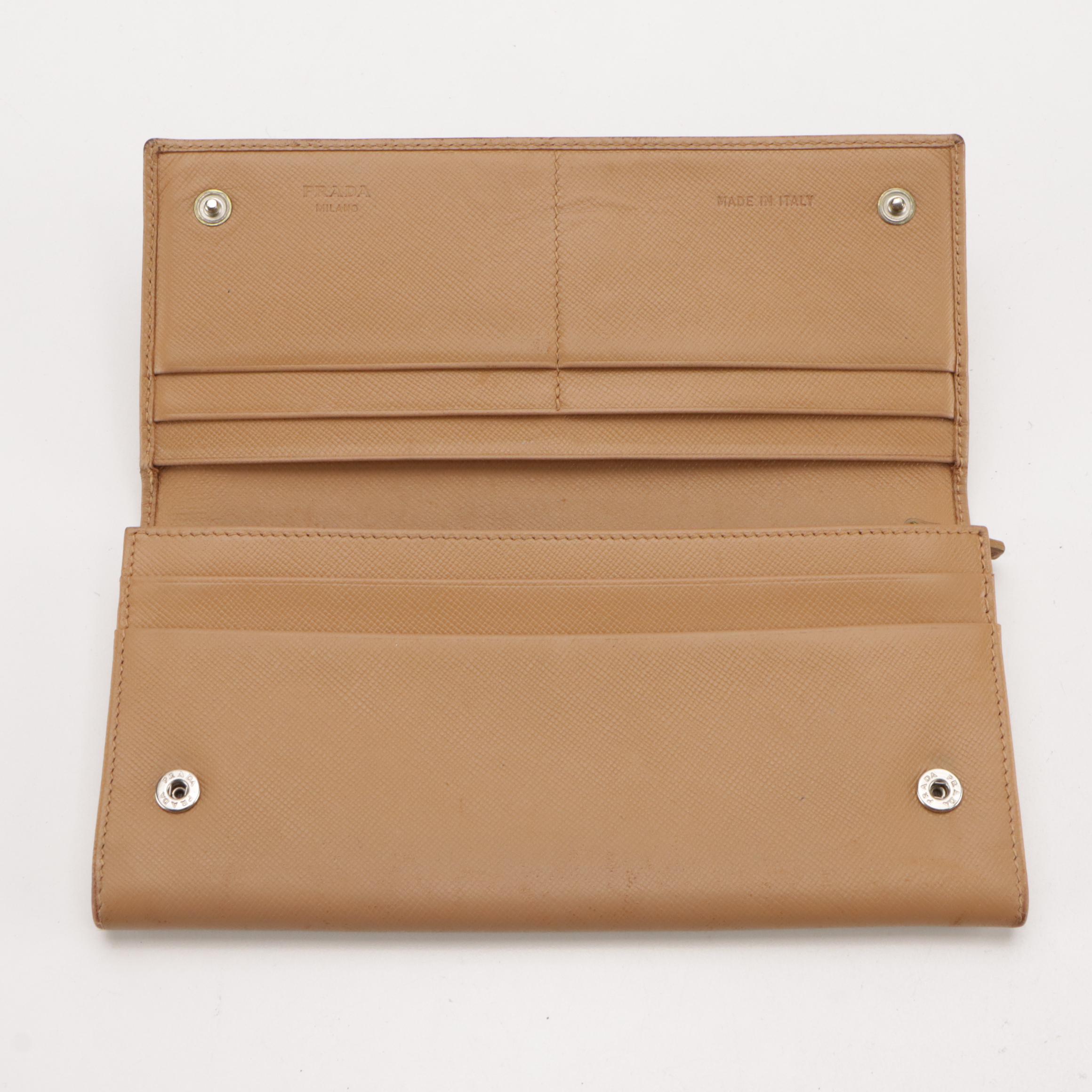 Prada Long Wallet in Beige Saffiano Leather