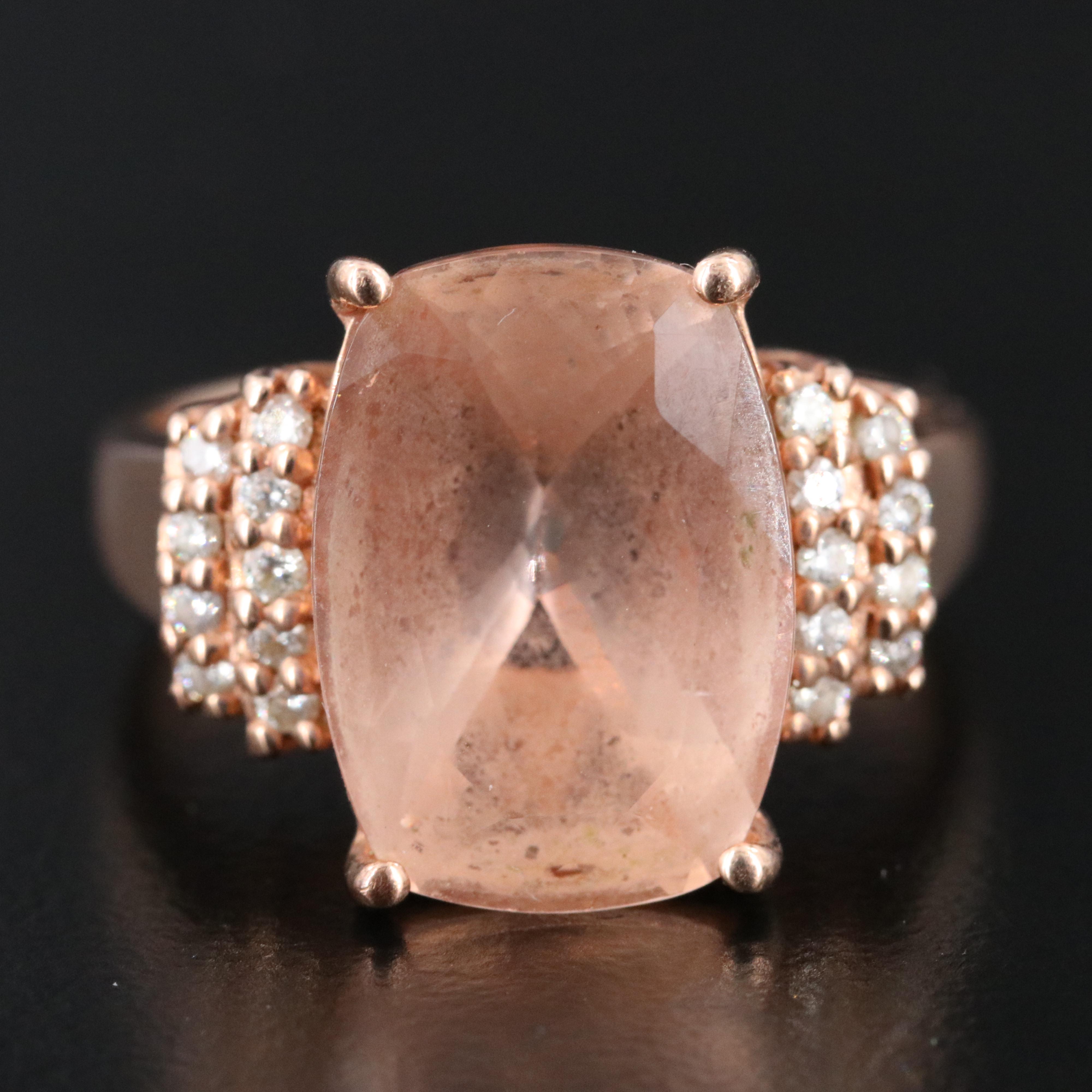 EFFY 14K Rose Gold Morganite and Diamond Ring
