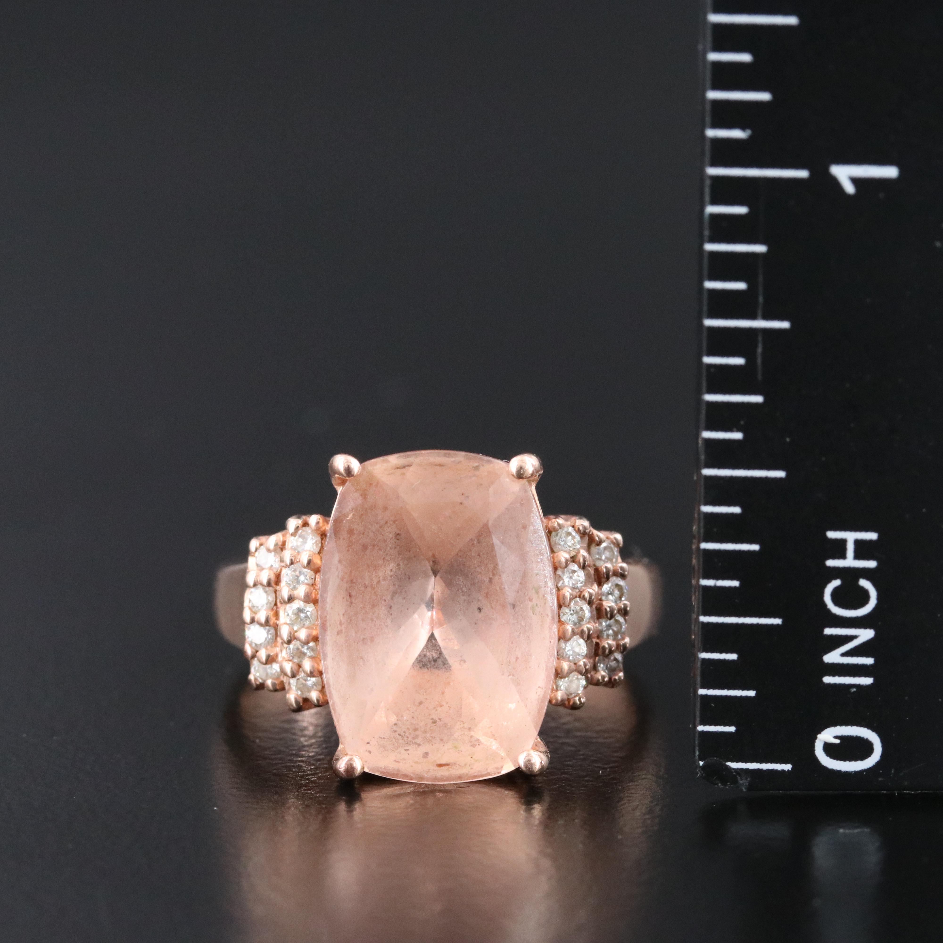 EFFY 14K Rose Gold Morganite and Diamond Ring
