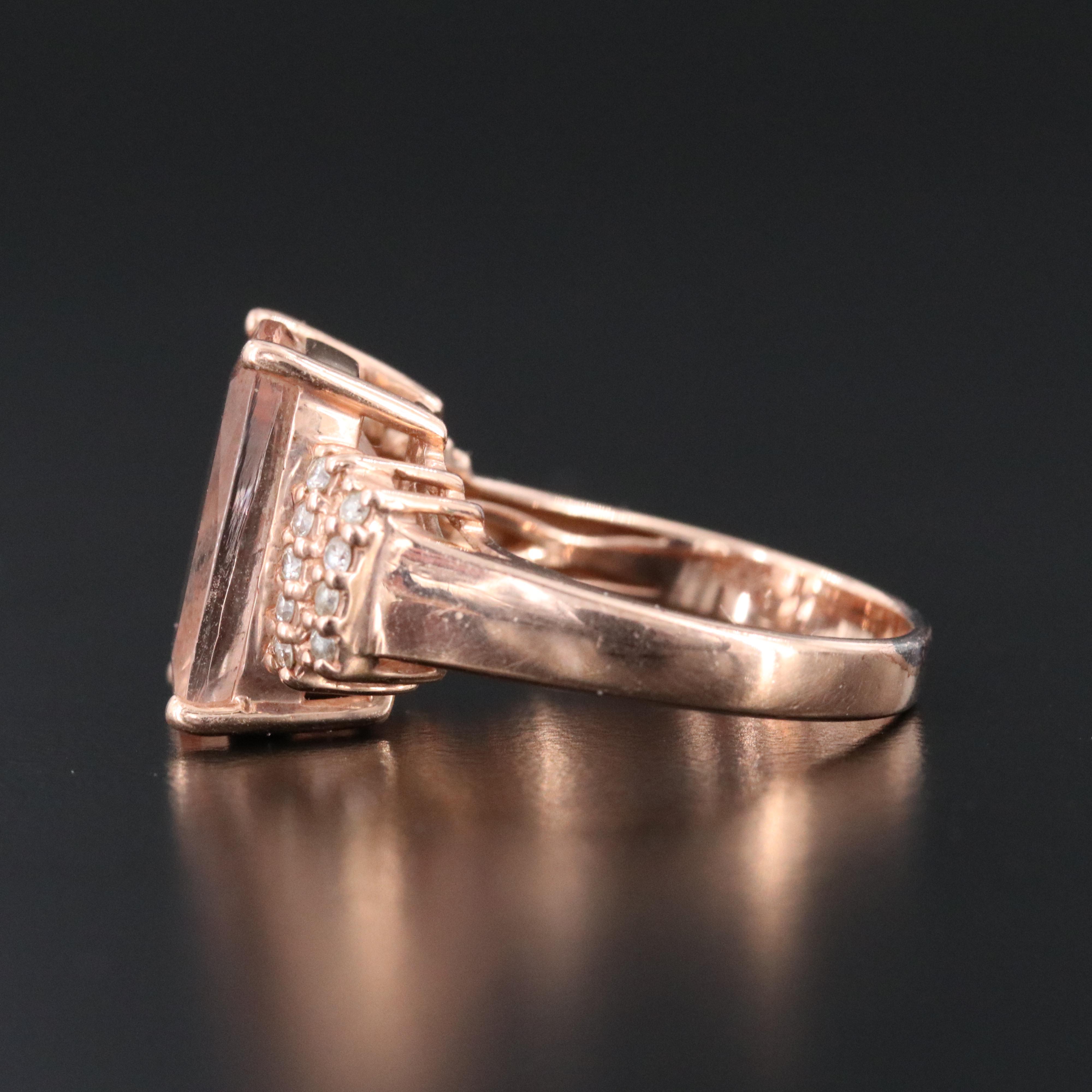 EFFY 14K Rose Gold Morganite and Diamond Ring