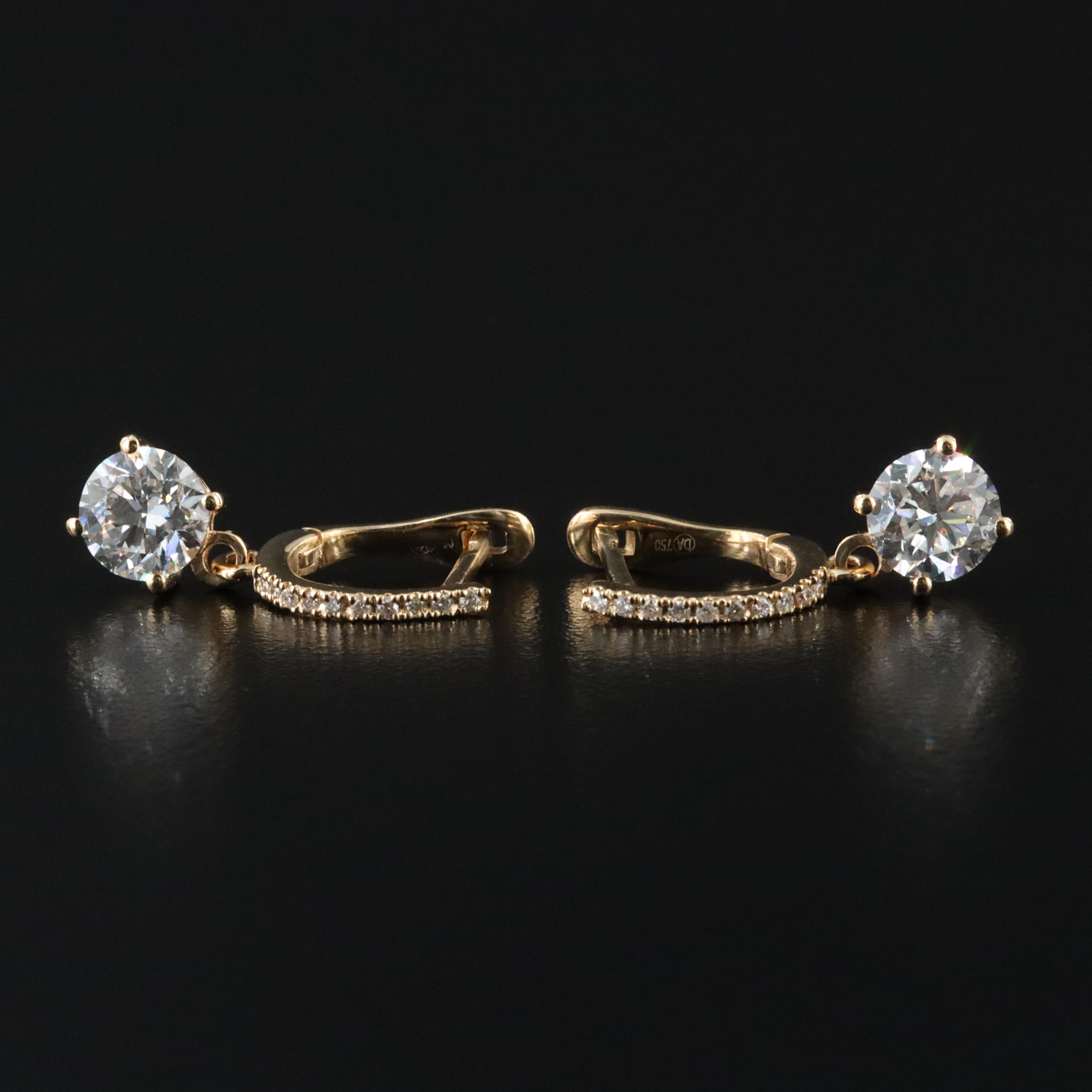 18K 2.64 CTW Diamond Earrings with Lab Grown Centers