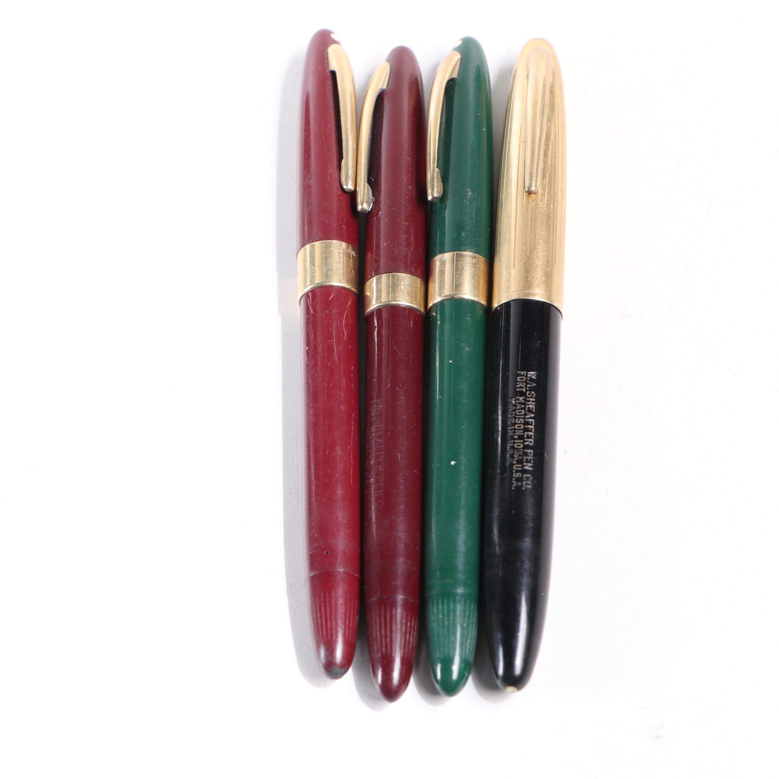 W. A. Sheaffer Pen Co. Plastic and Brass Fountain Pens with 14K Gold Nibs