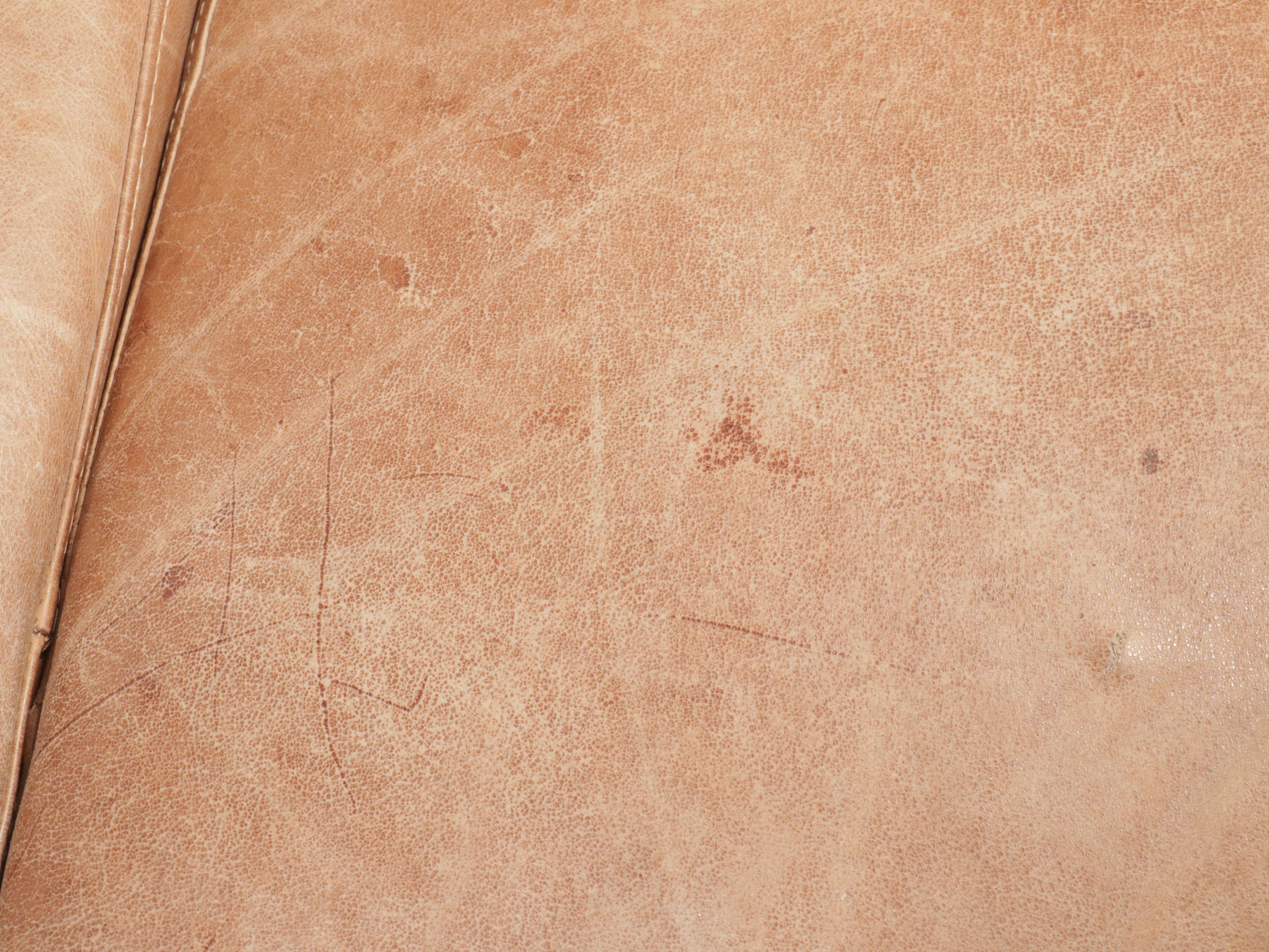 Tan Leather Sofa with Nailhead Trim