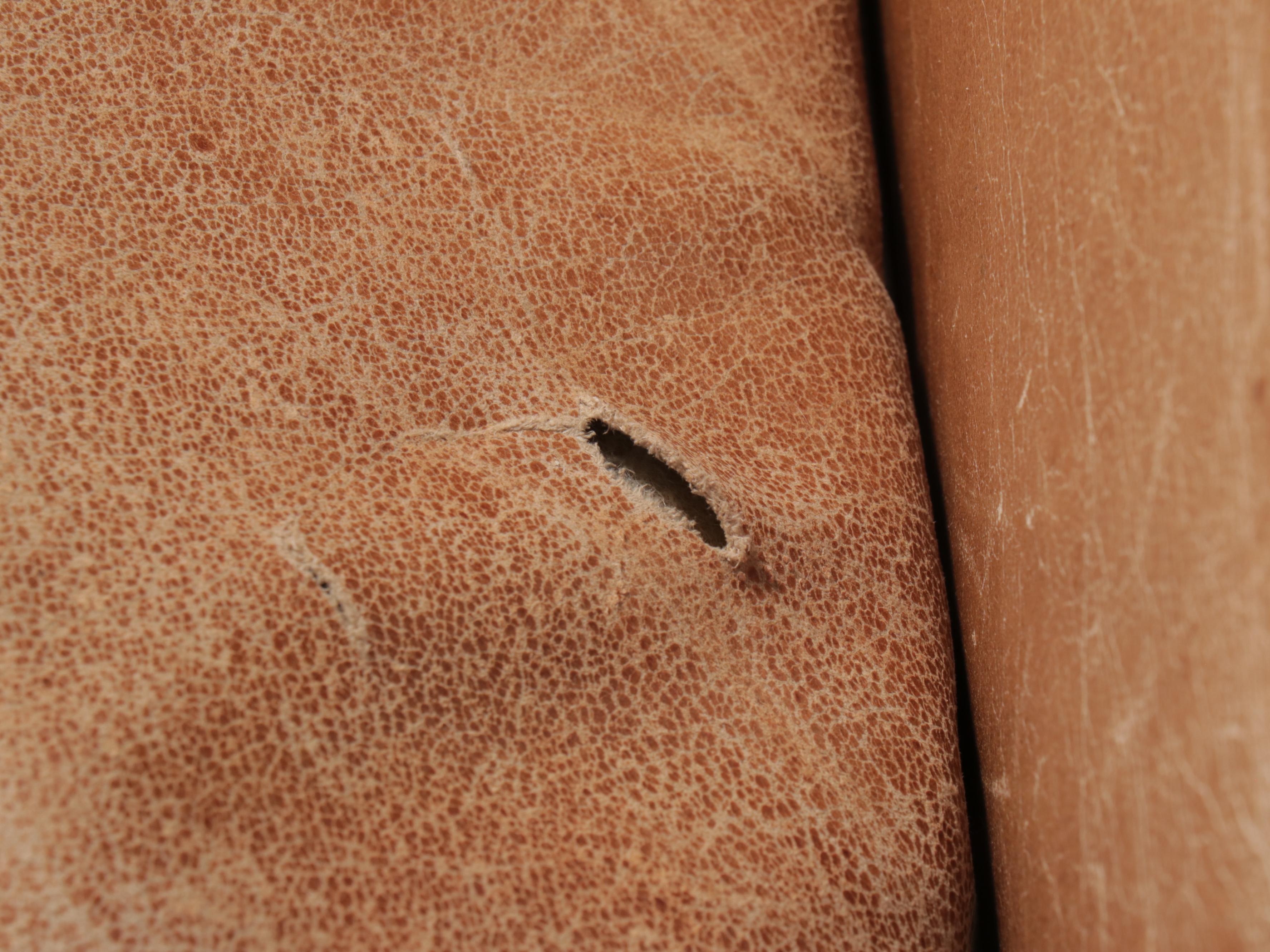 Tan Leather Sofa with Nailhead Trim