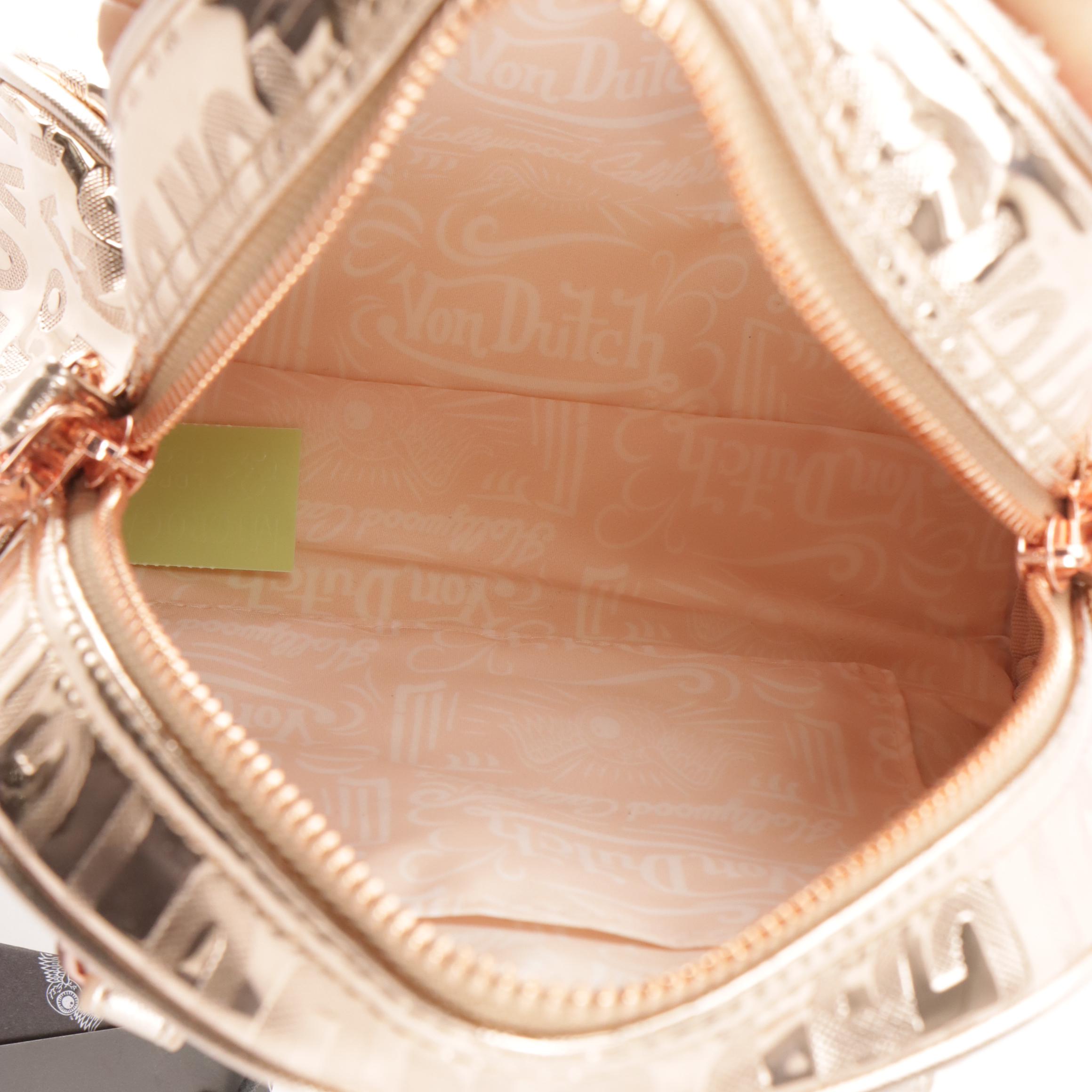 Von Dutch Rose Gold Reflective Mini Two-Way Bowler Bag, With Tags
