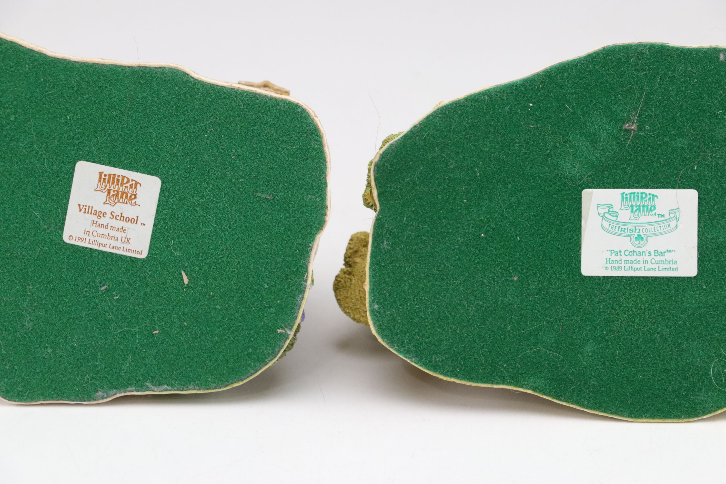 Lilliput Lane Buildings with "Village School" and "Pat Cohan's Bar"