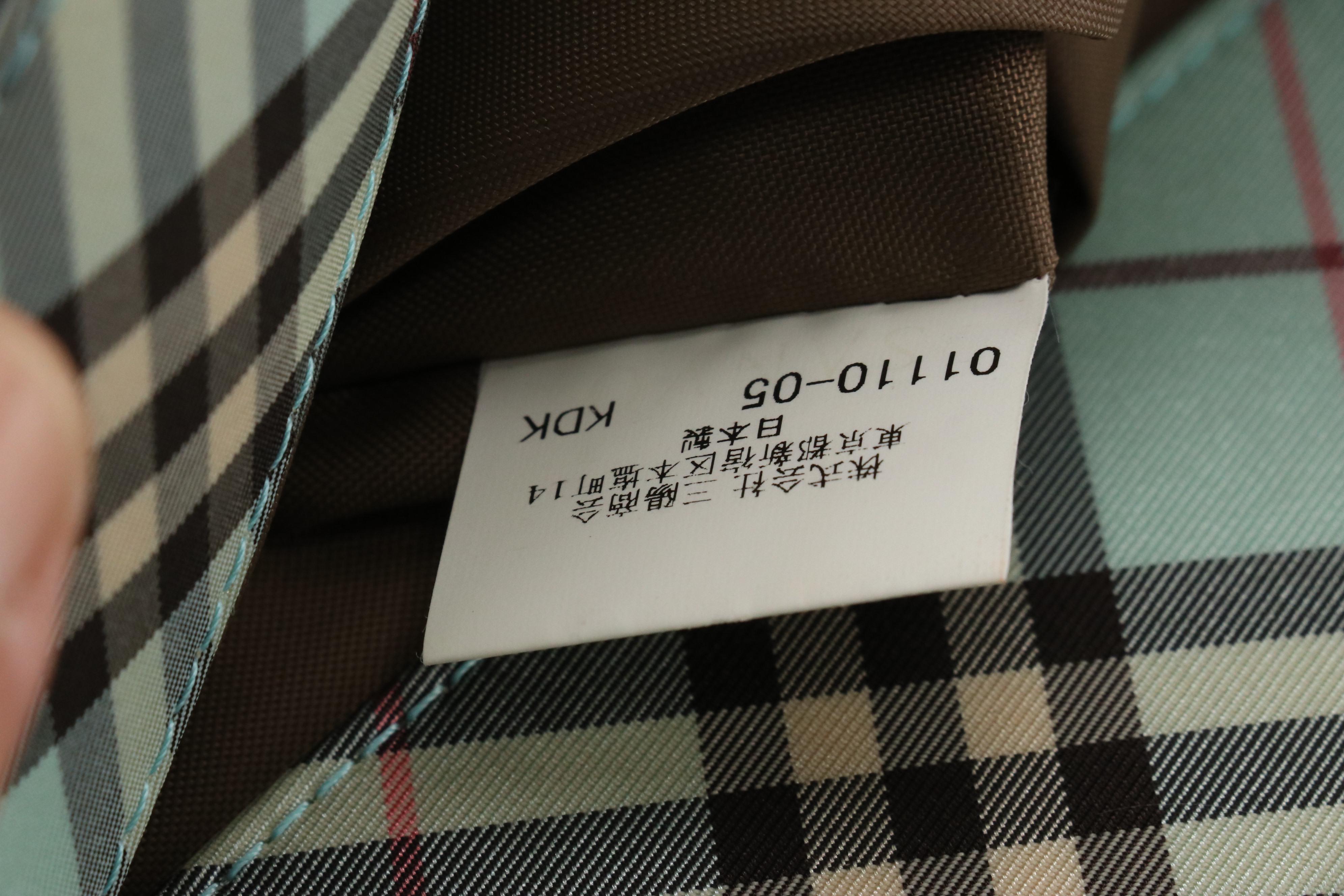 Burberry Blue Label Tote in Blue Nova Check Nylon Canvas and Beige Leather Trim