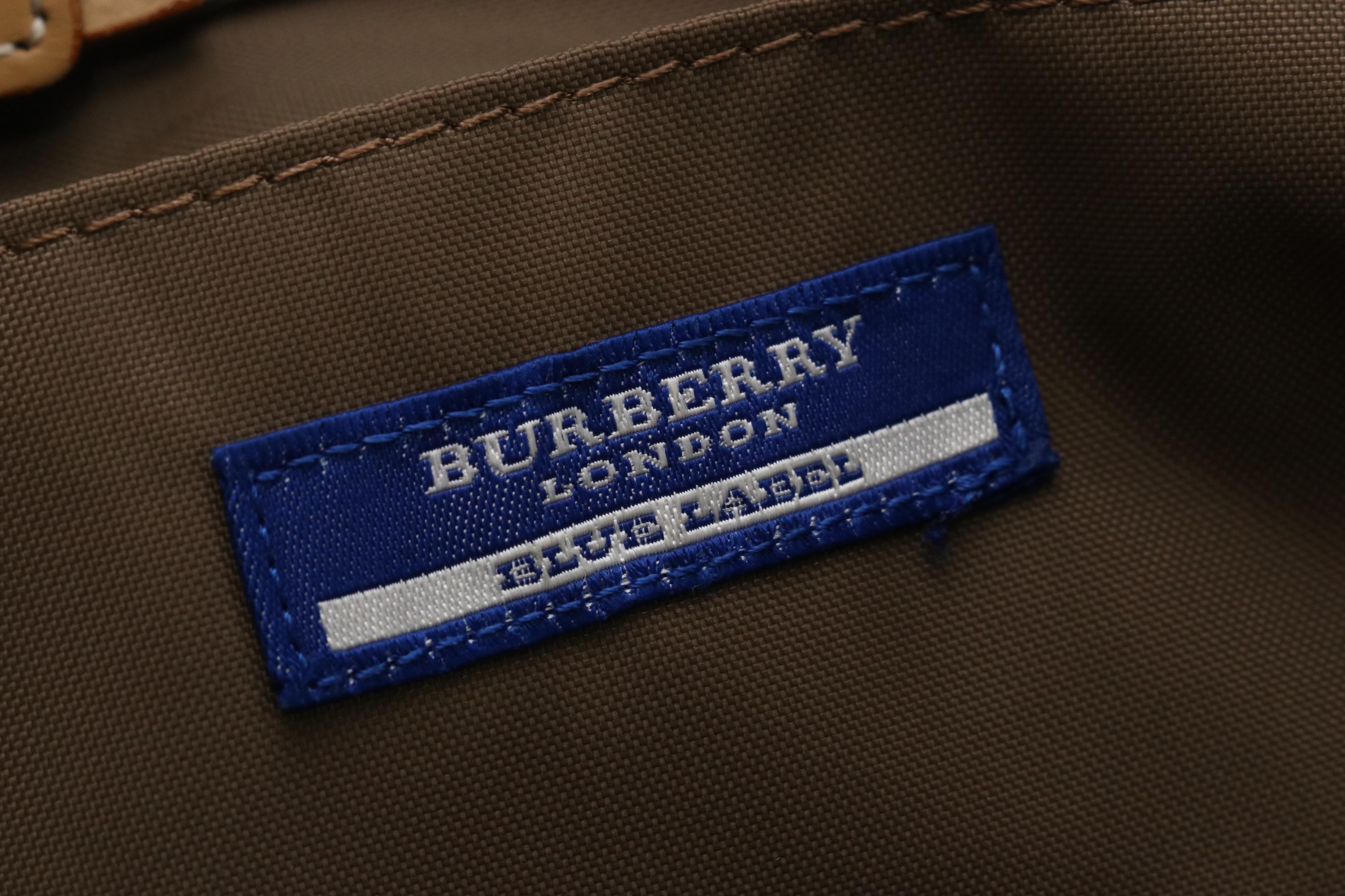 Burberry Blue Label Tote in Blue Nova Check Nylon Canvas and Beige Leather Trim