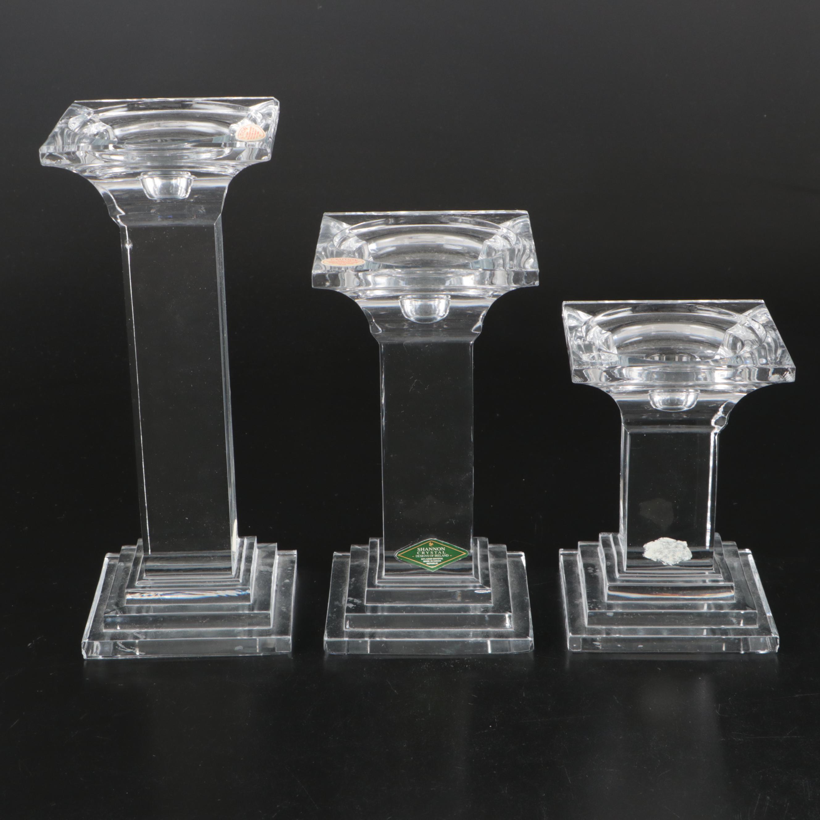 Shannon "Metropolitan" Crystal Pillar Candlesticks