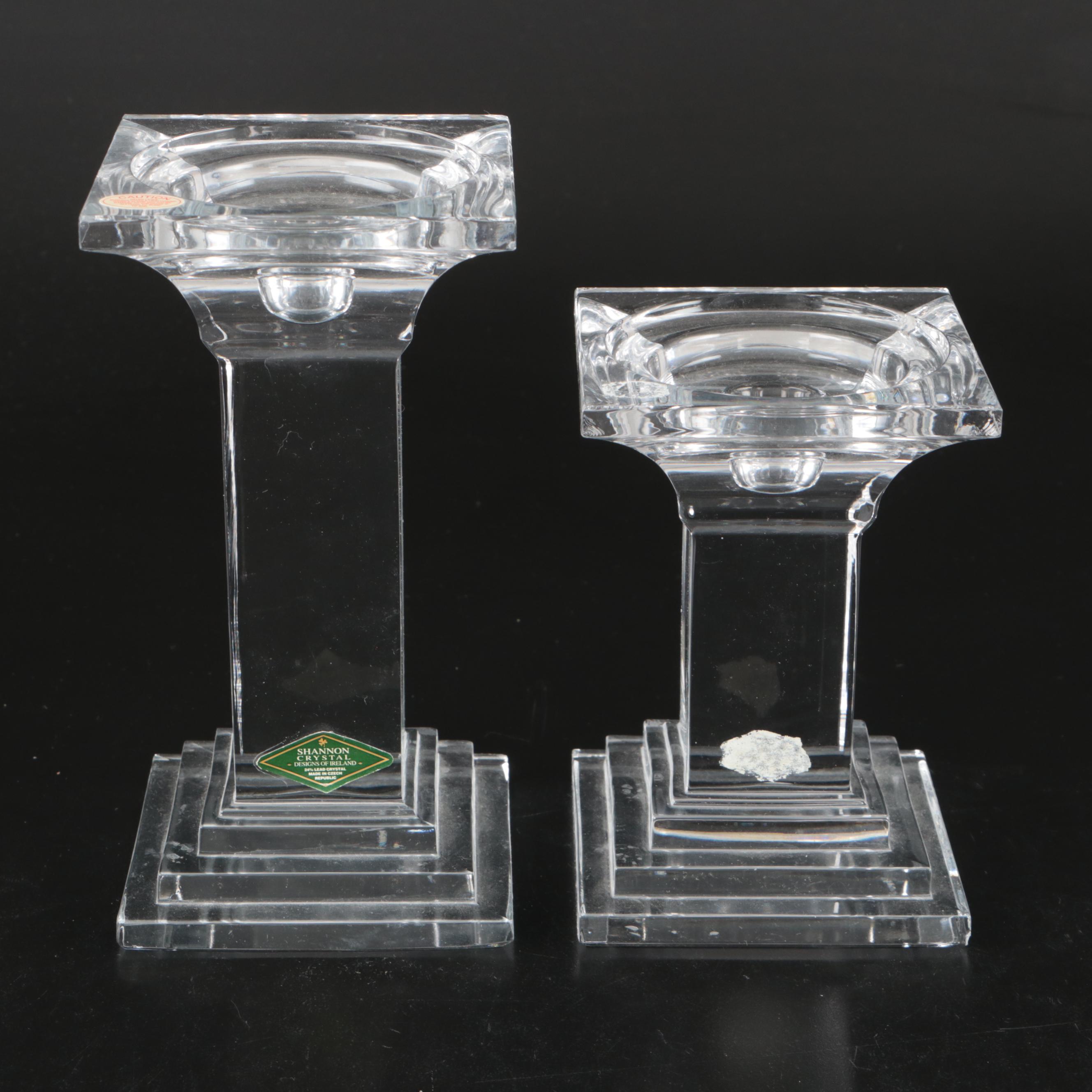 Shannon "Metropolitan" Crystal Pillar Candlesticks