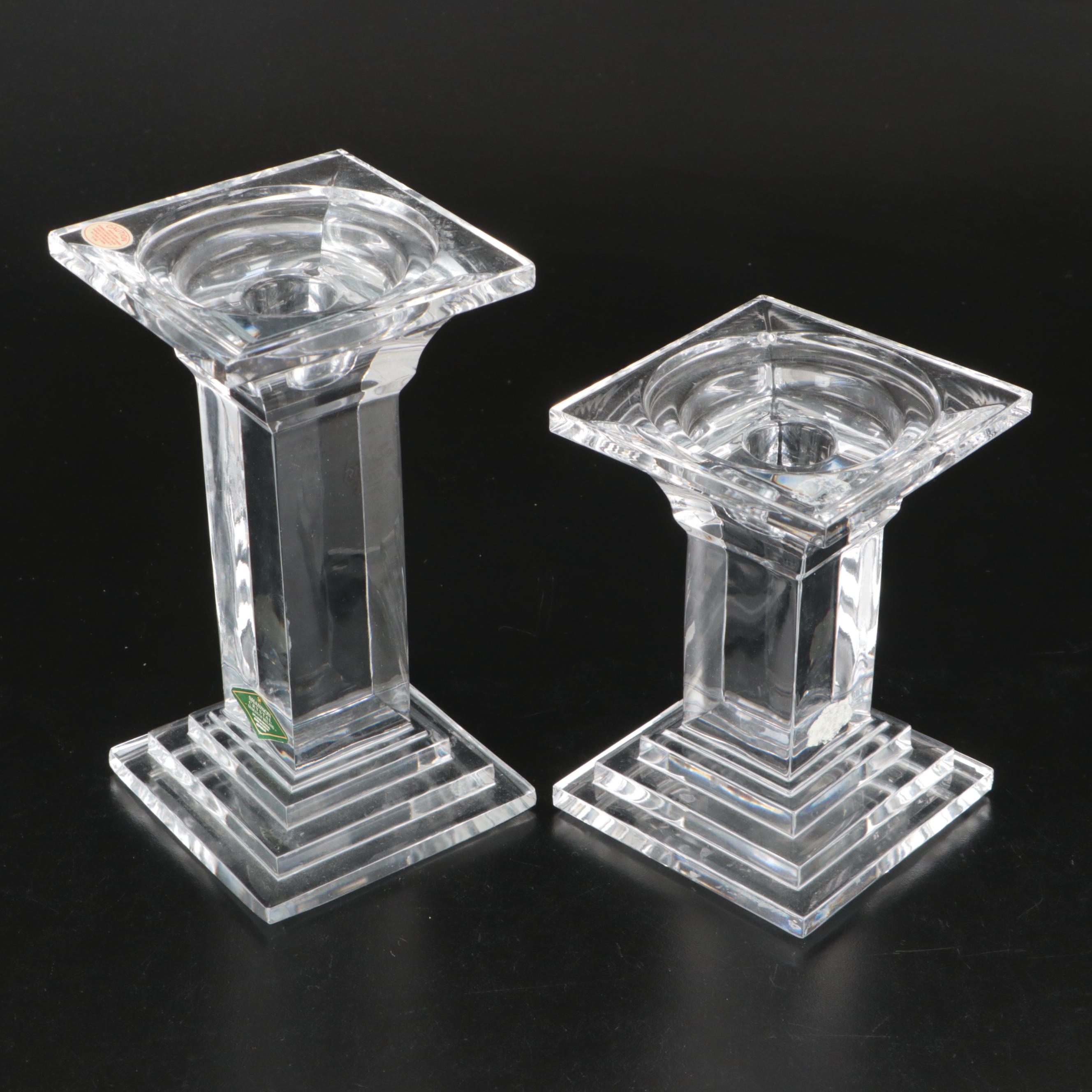 Shannon "Metropolitan" Crystal Pillar Candlesticks
