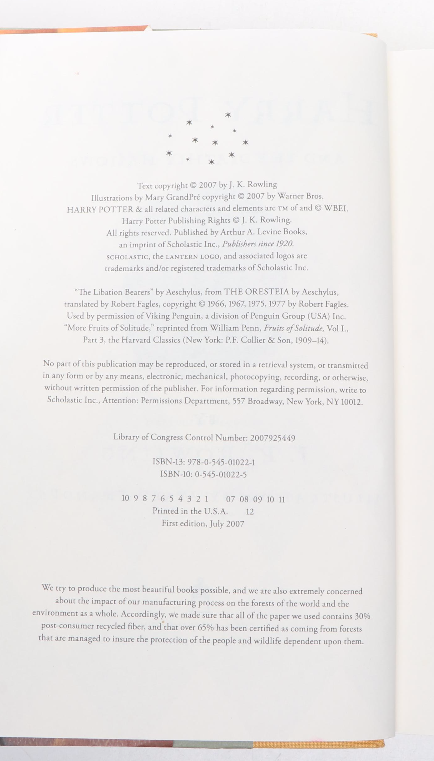 First American Edition "Harry Potter" by J. K. Rowling Complete Series