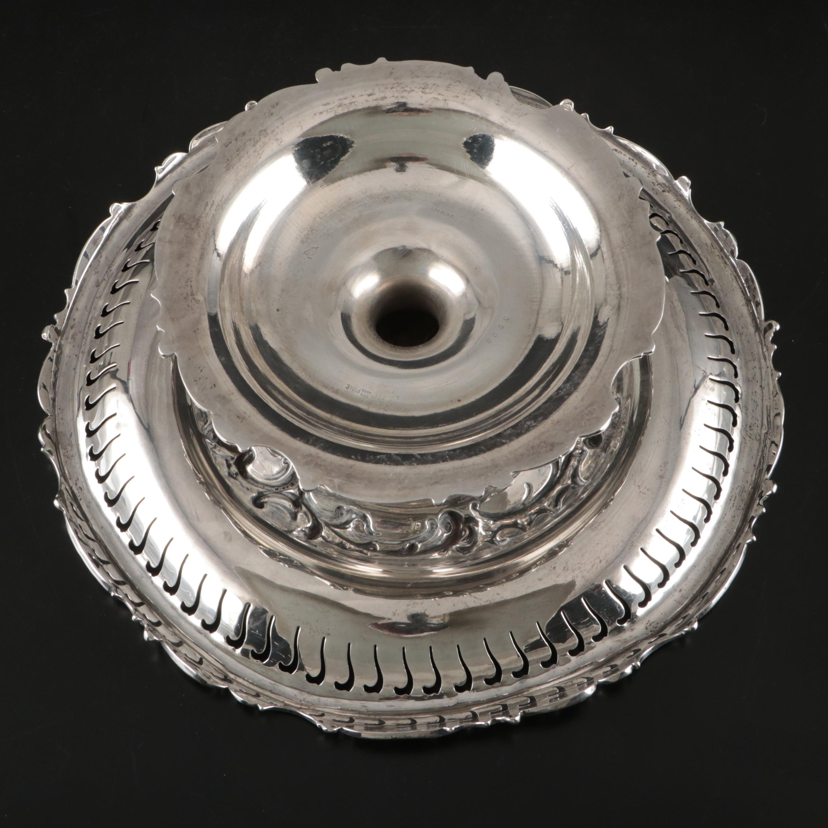 Mauser American Art Nouveau Style Putti and Scroll Sterling Silver Pierced Tazza