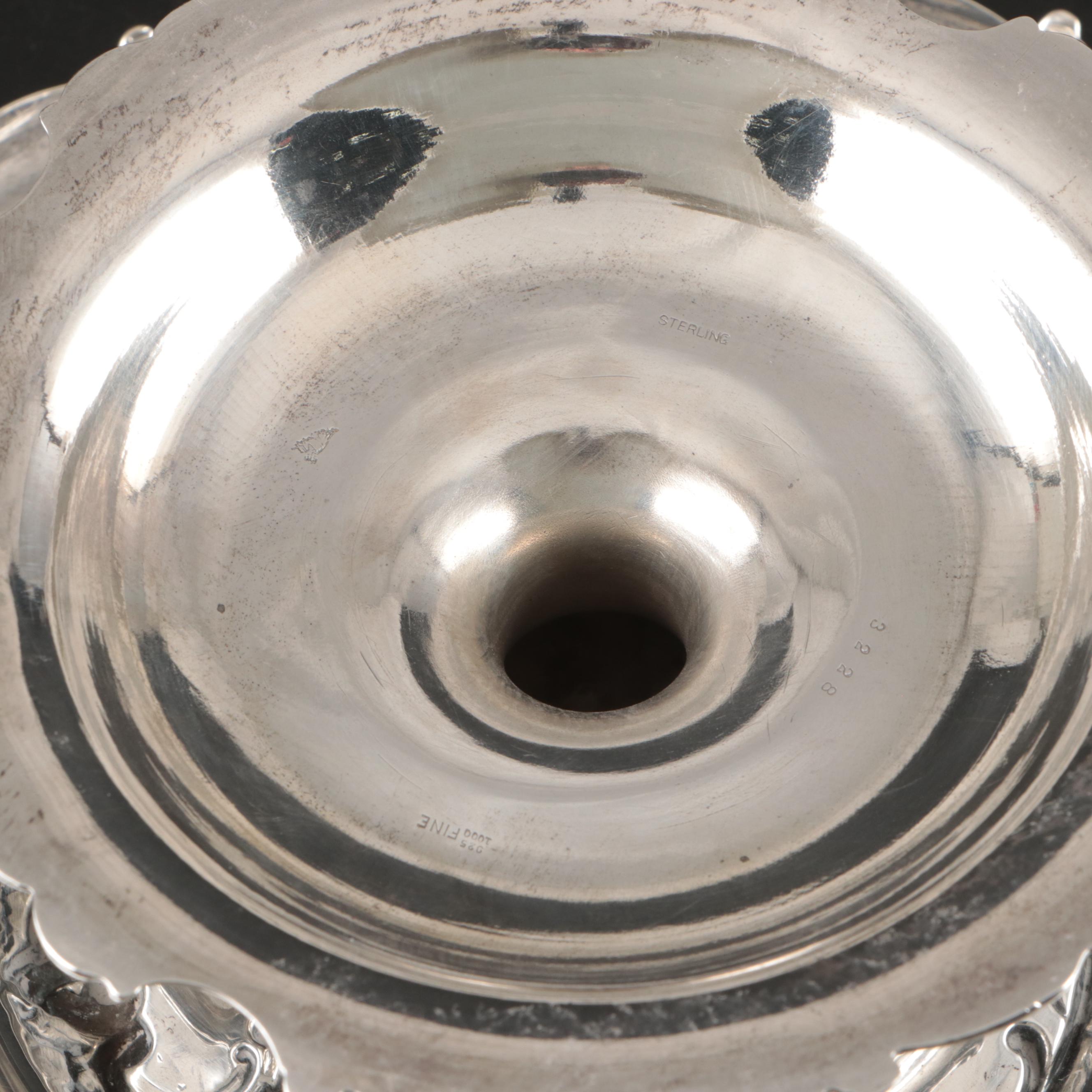 Mauser American Art Nouveau Style Putti and Scroll Sterling Silver Pierced Tazza