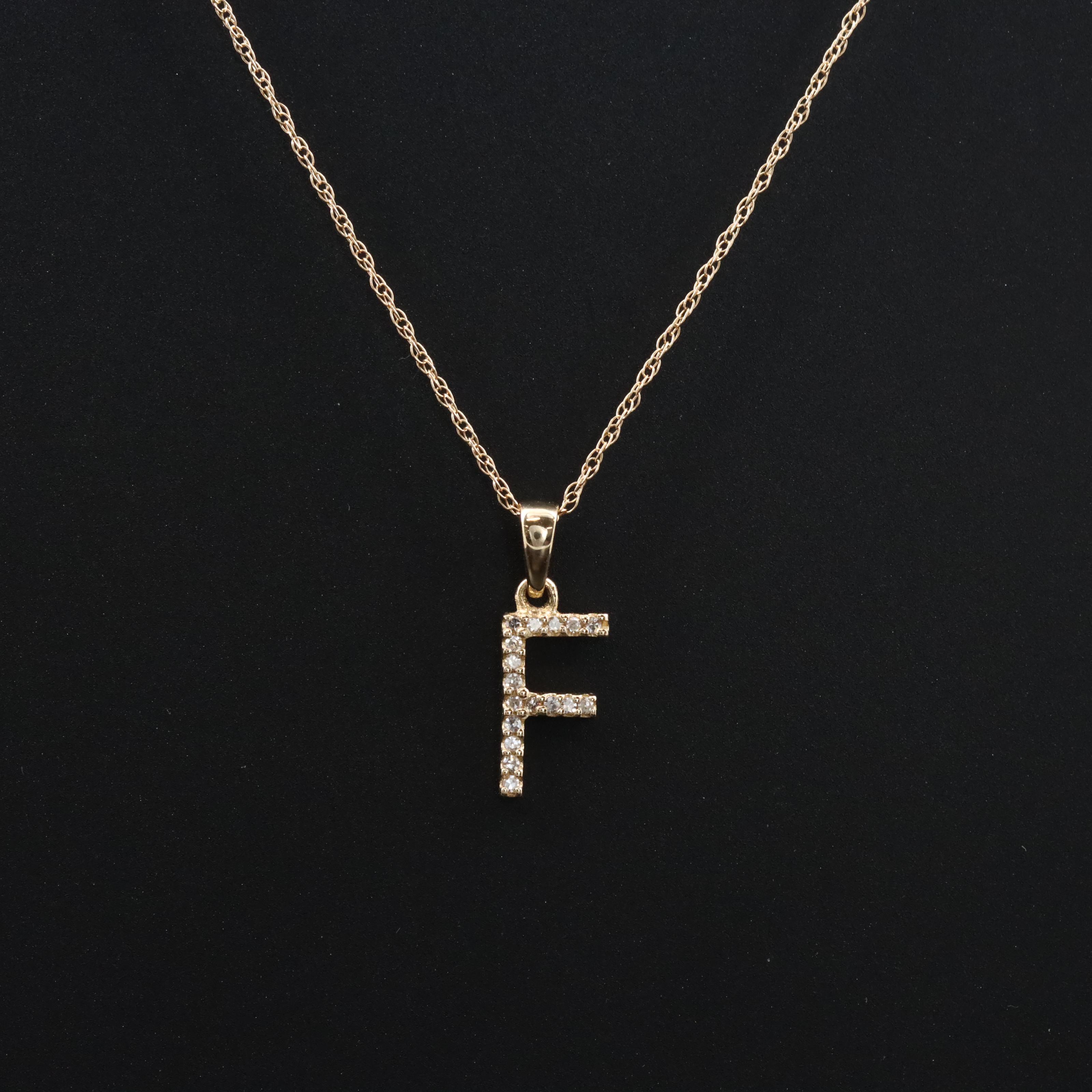14K 0.10 CTW Diamond Initial Pendant Necklace