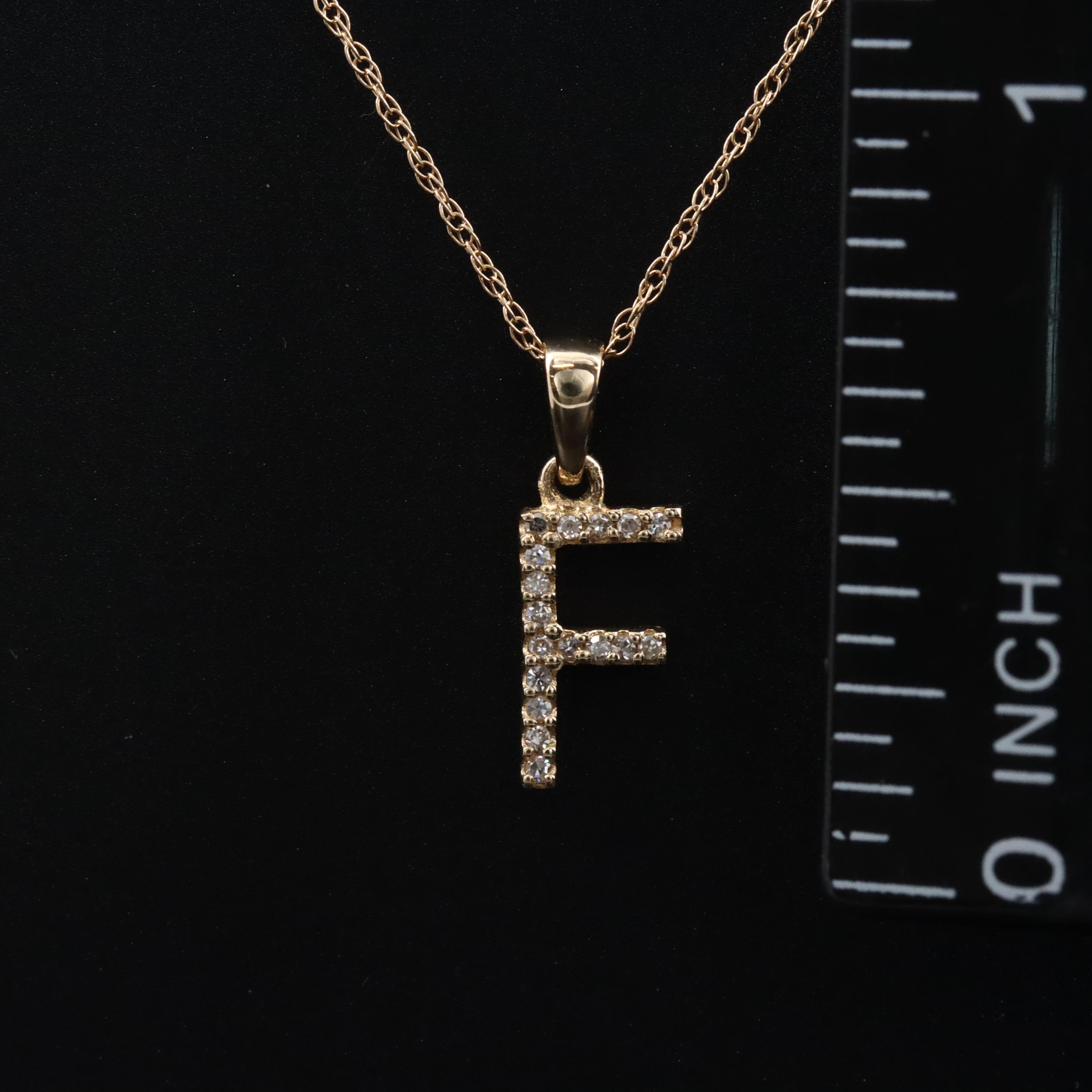 14K 0.10 CTW Diamond Initial Pendant Necklace
