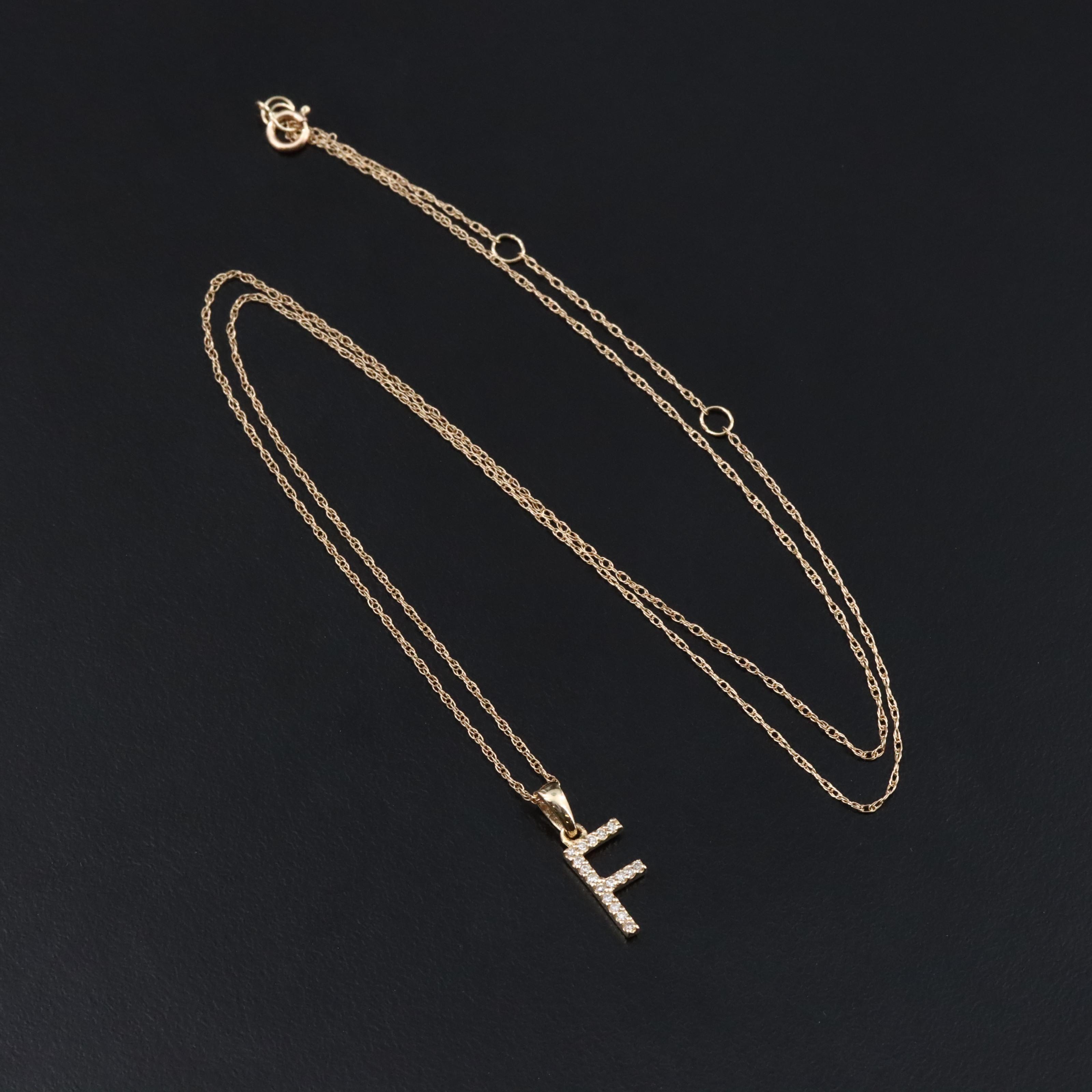 14K 0.10 CTW Diamond Initial Pendant Necklace