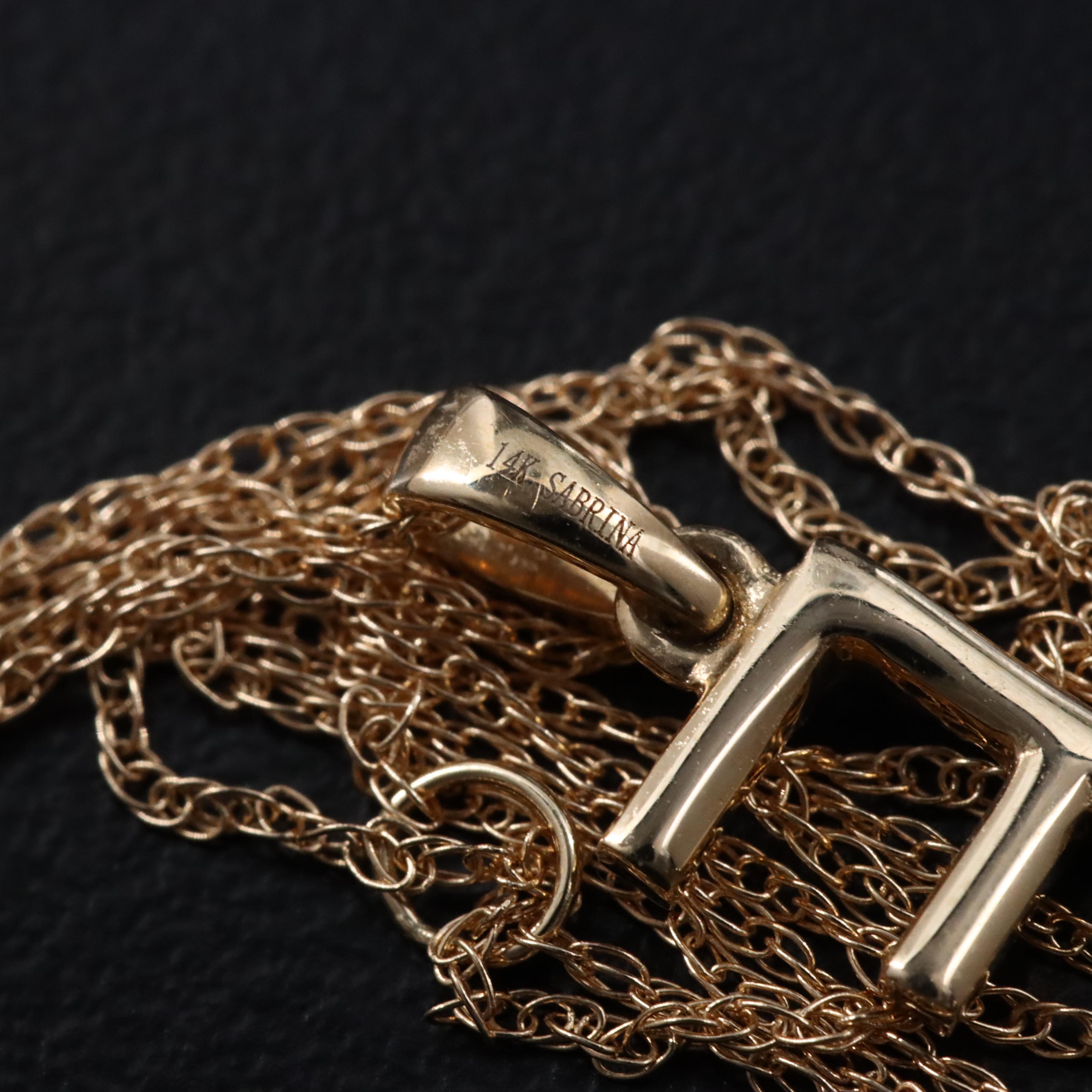 14K 0.10 CTW Diamond Initial Pendant Necklace