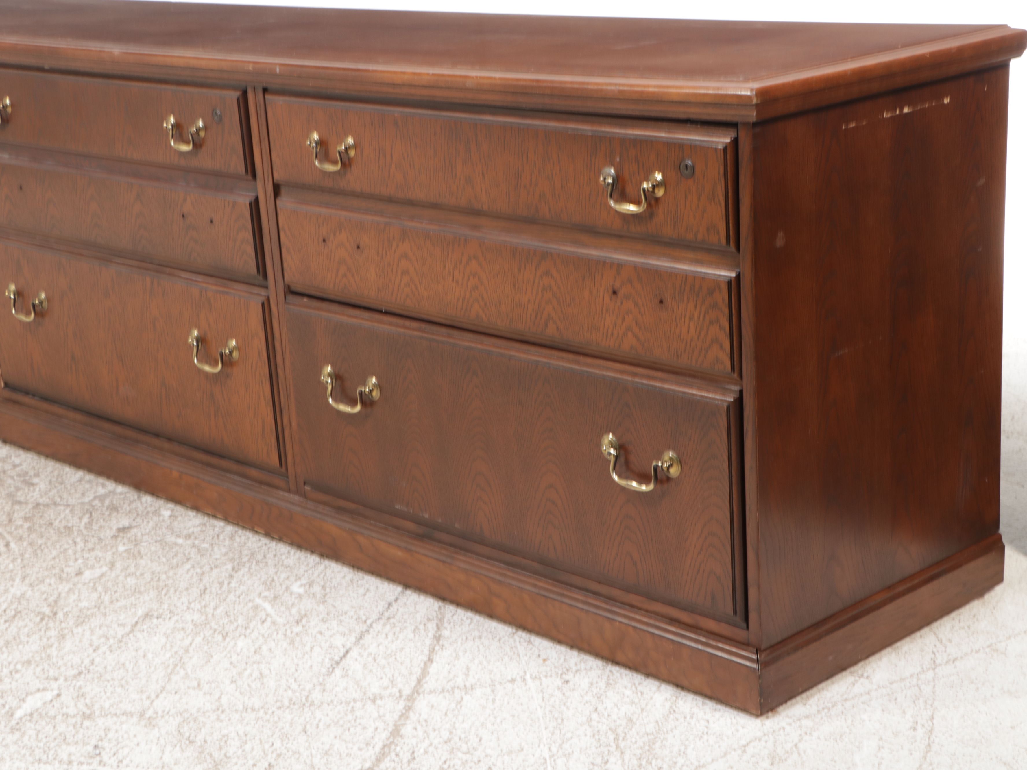 Traditional Style Oak Low Filing Cabinet