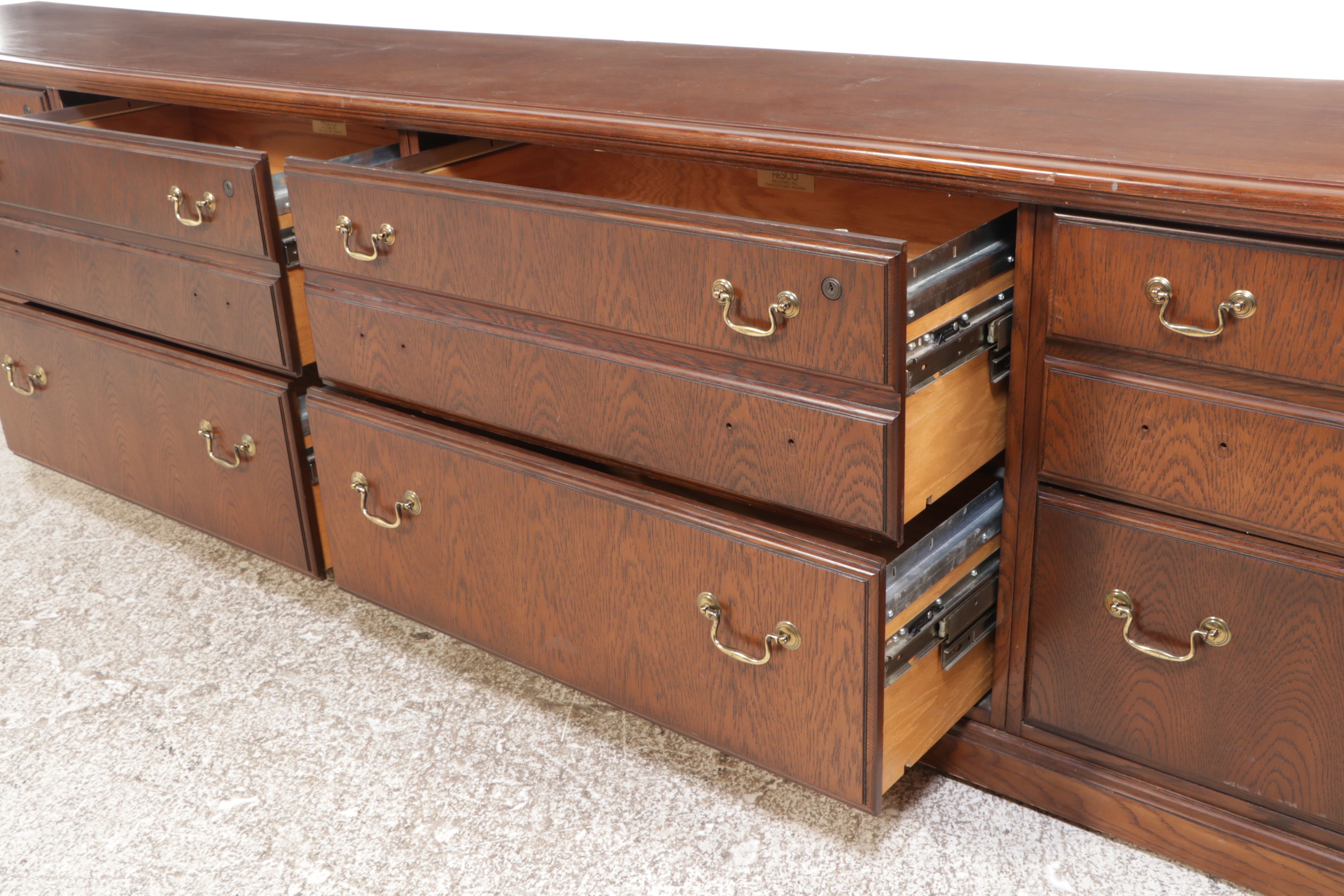 Traditional Style Oak Low Filing Cabinet