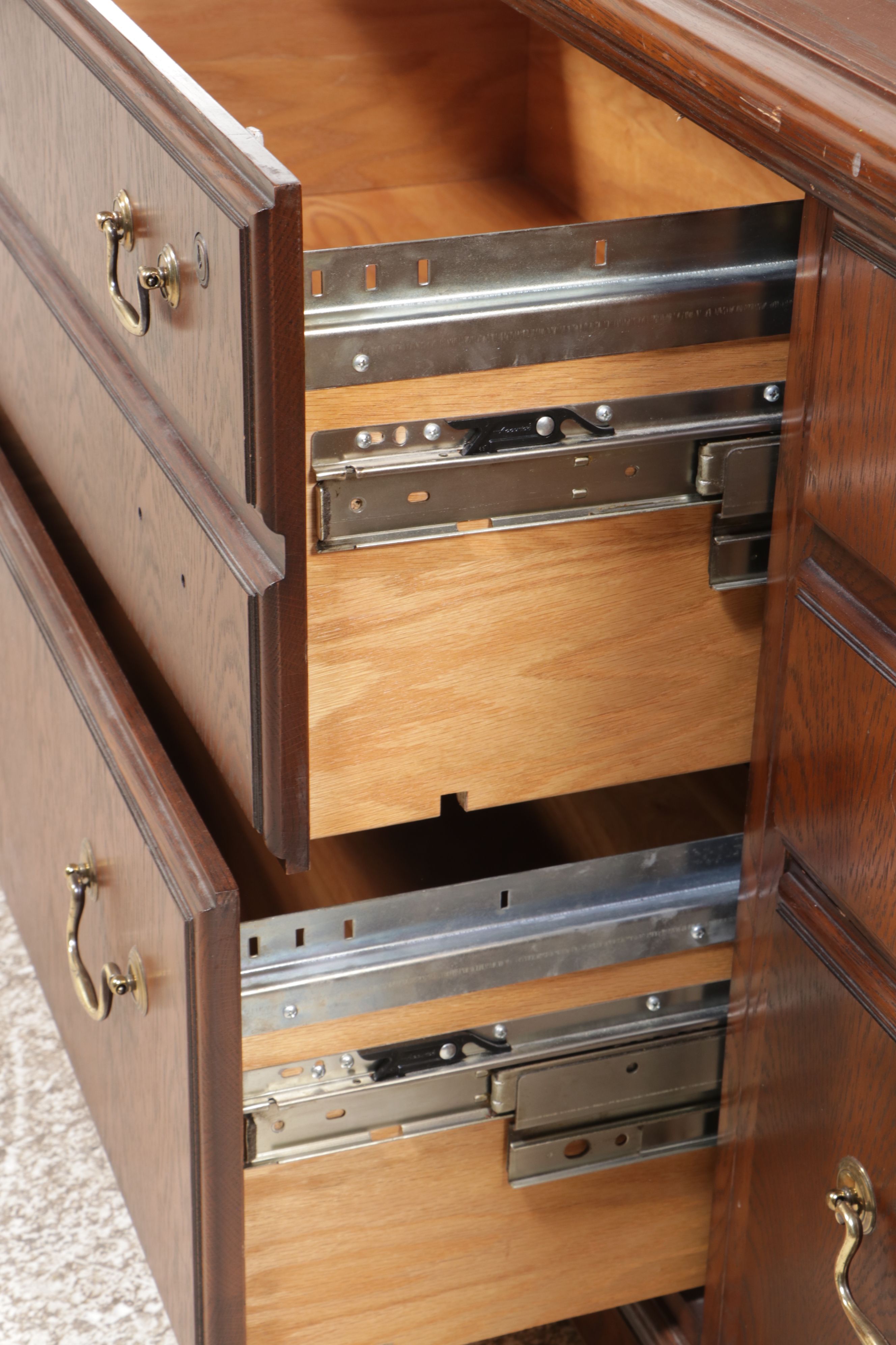 Traditional Style Oak Low Filing Cabinet